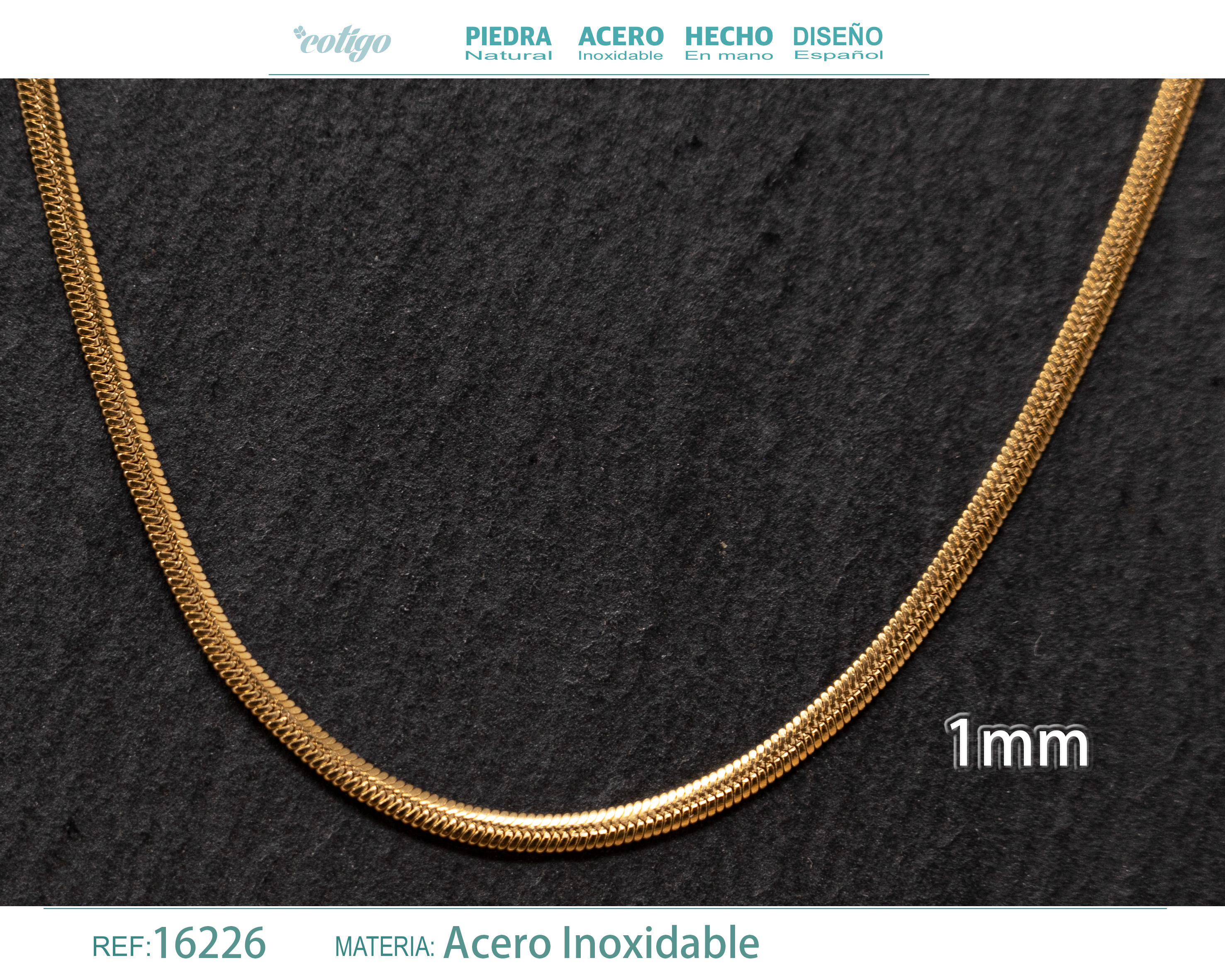 Collar de Cadena Acero Dorado
