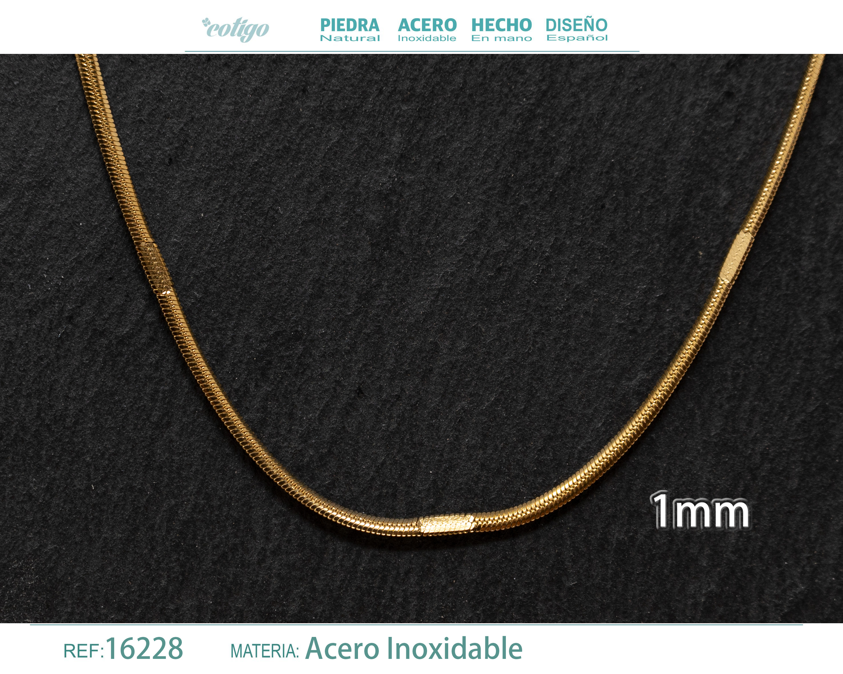 Collar de Cadena Acero Dorado