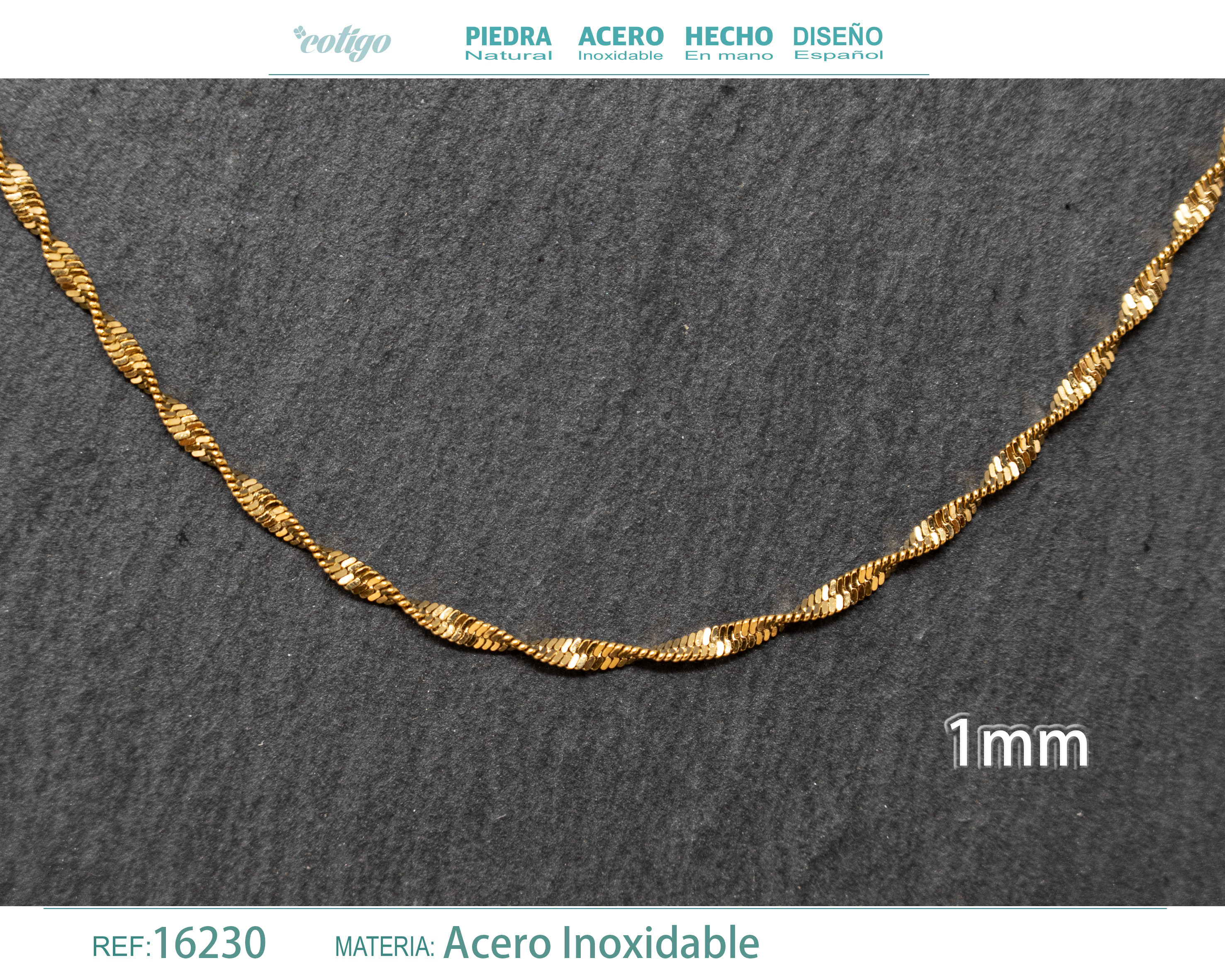 Collar de Cadena Acero Dorado