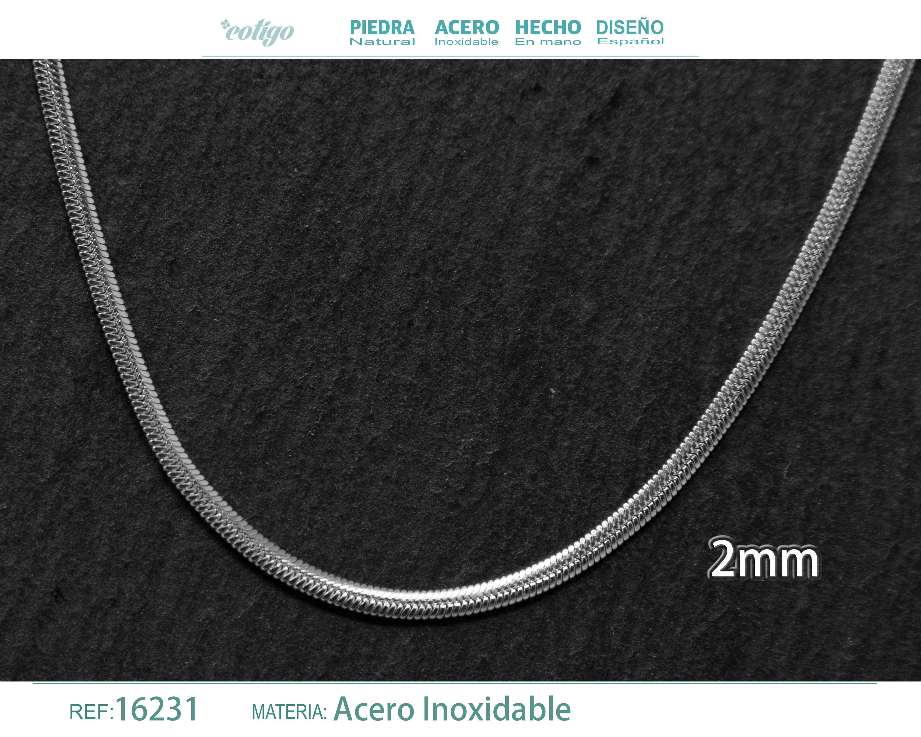Collar de Cadena Acero Plateado