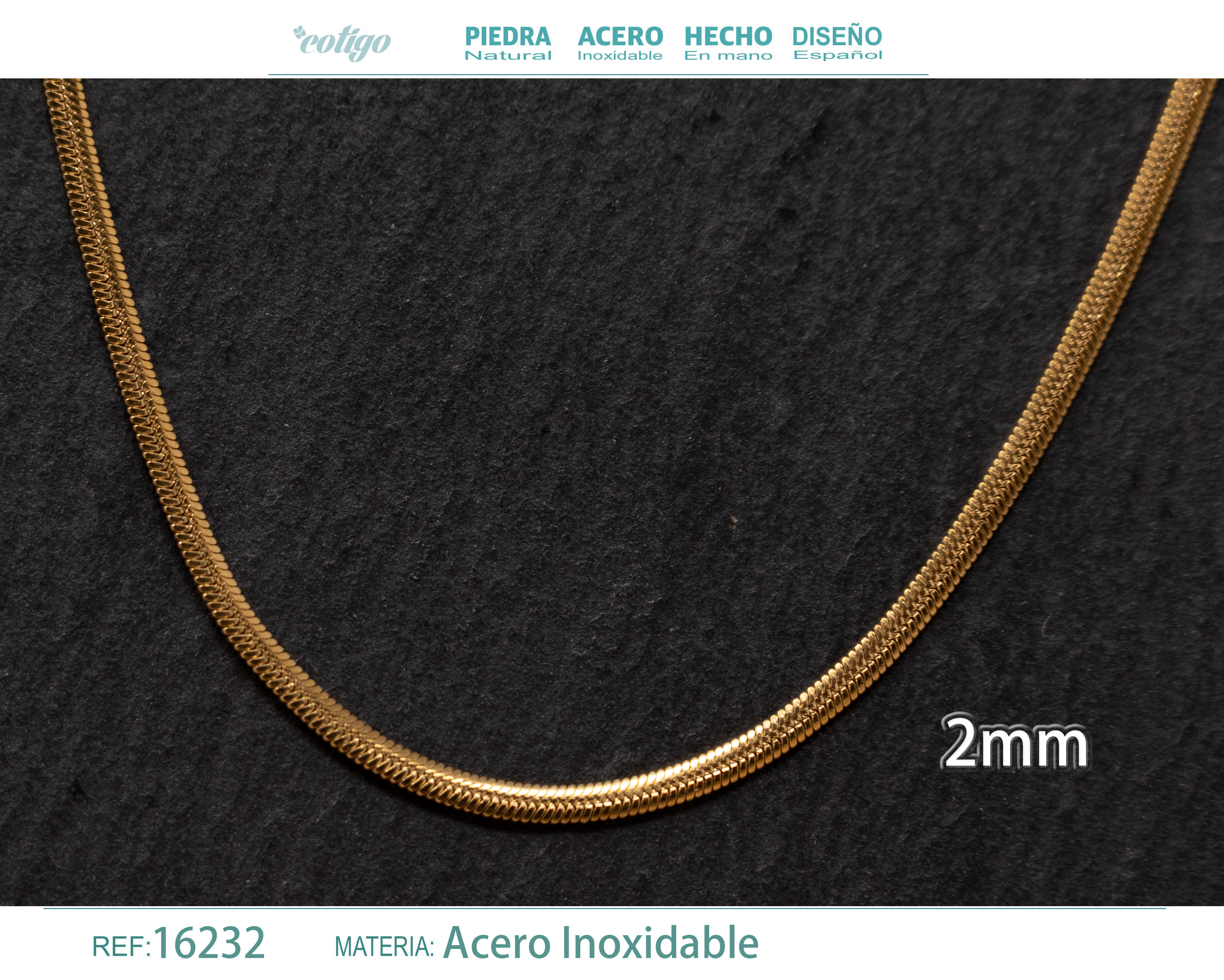COLLAR DE CADENA ACERO DORADO