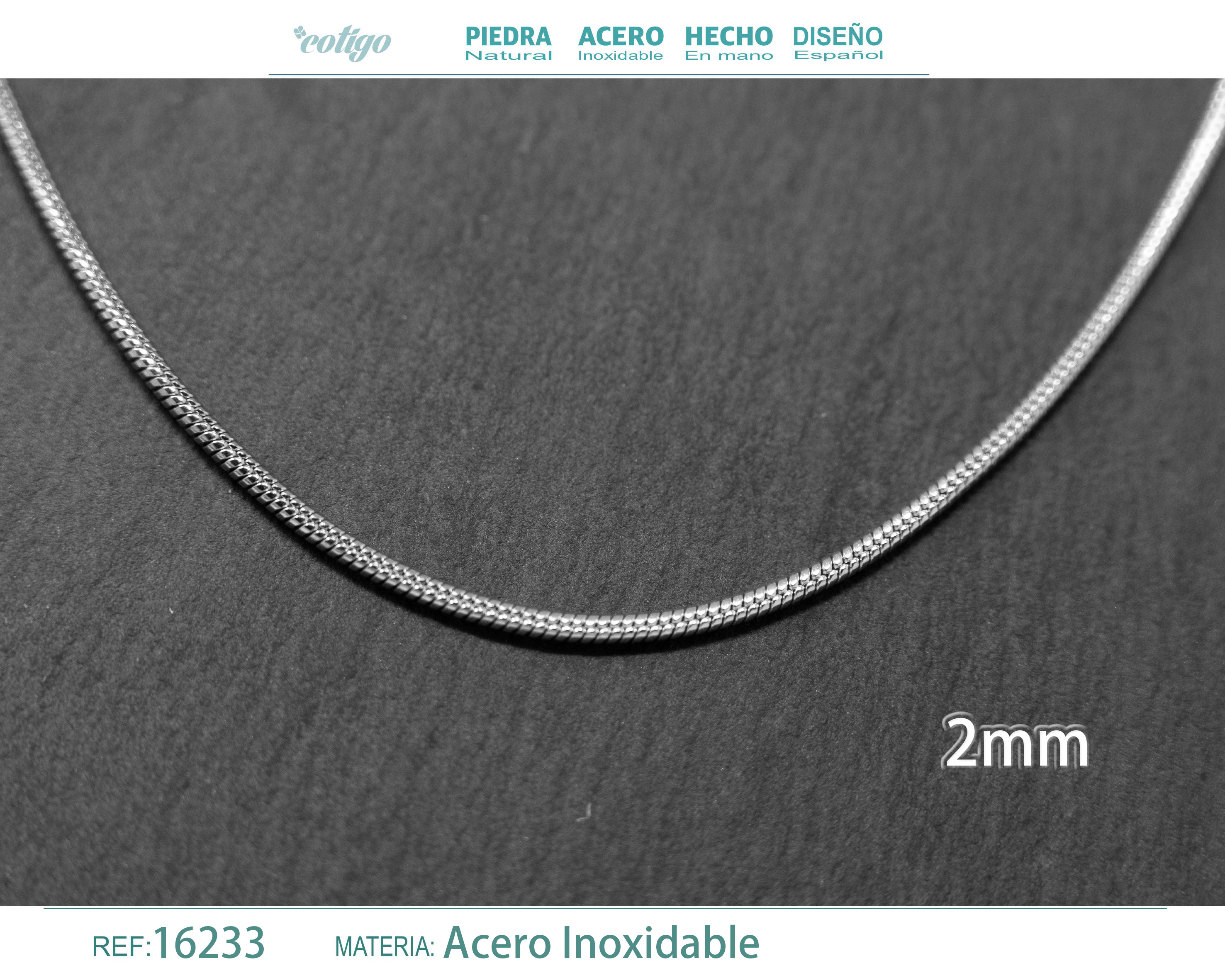 Collar de Cadena Acero Plateado