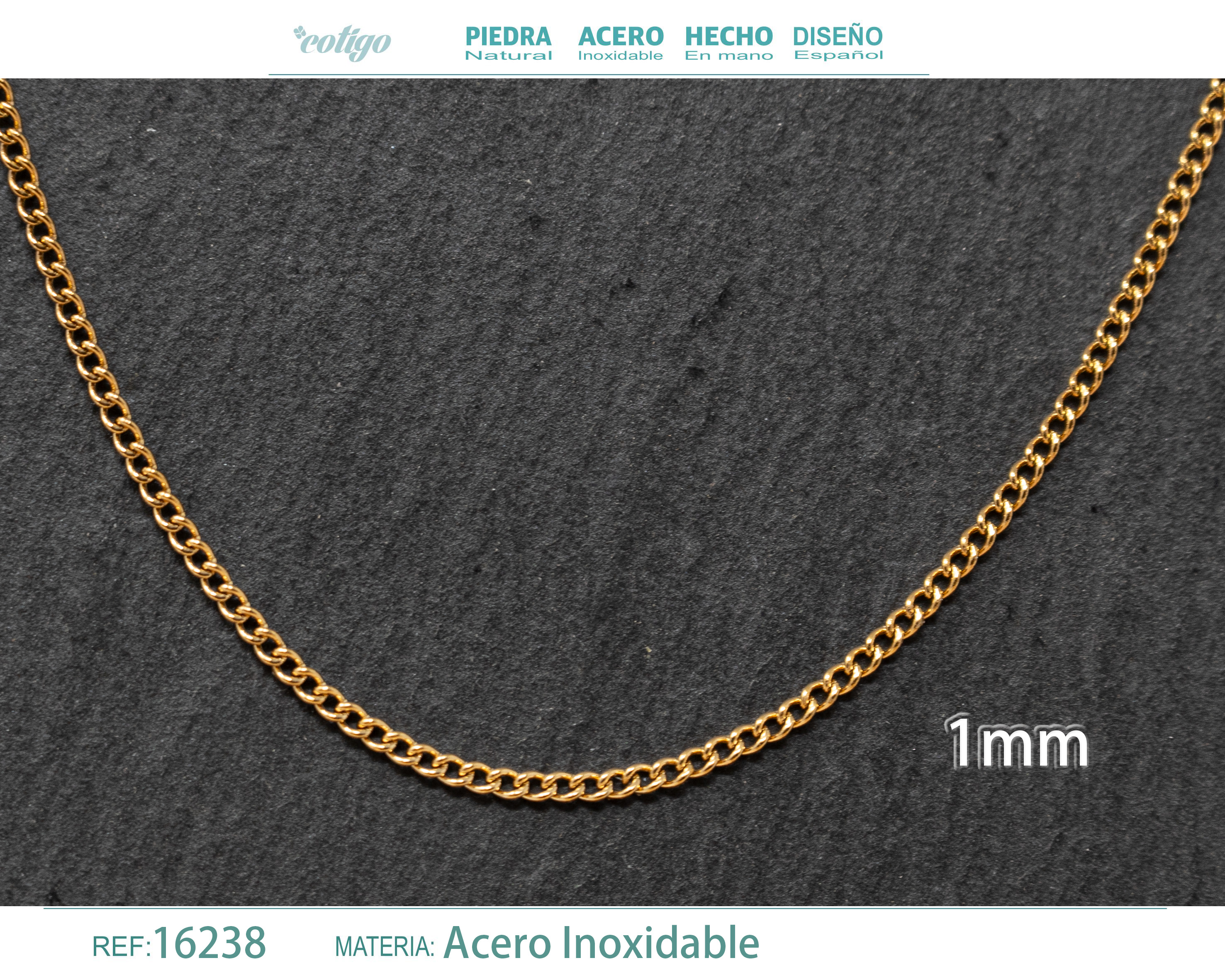 Collar de Cadena Acero Dorado