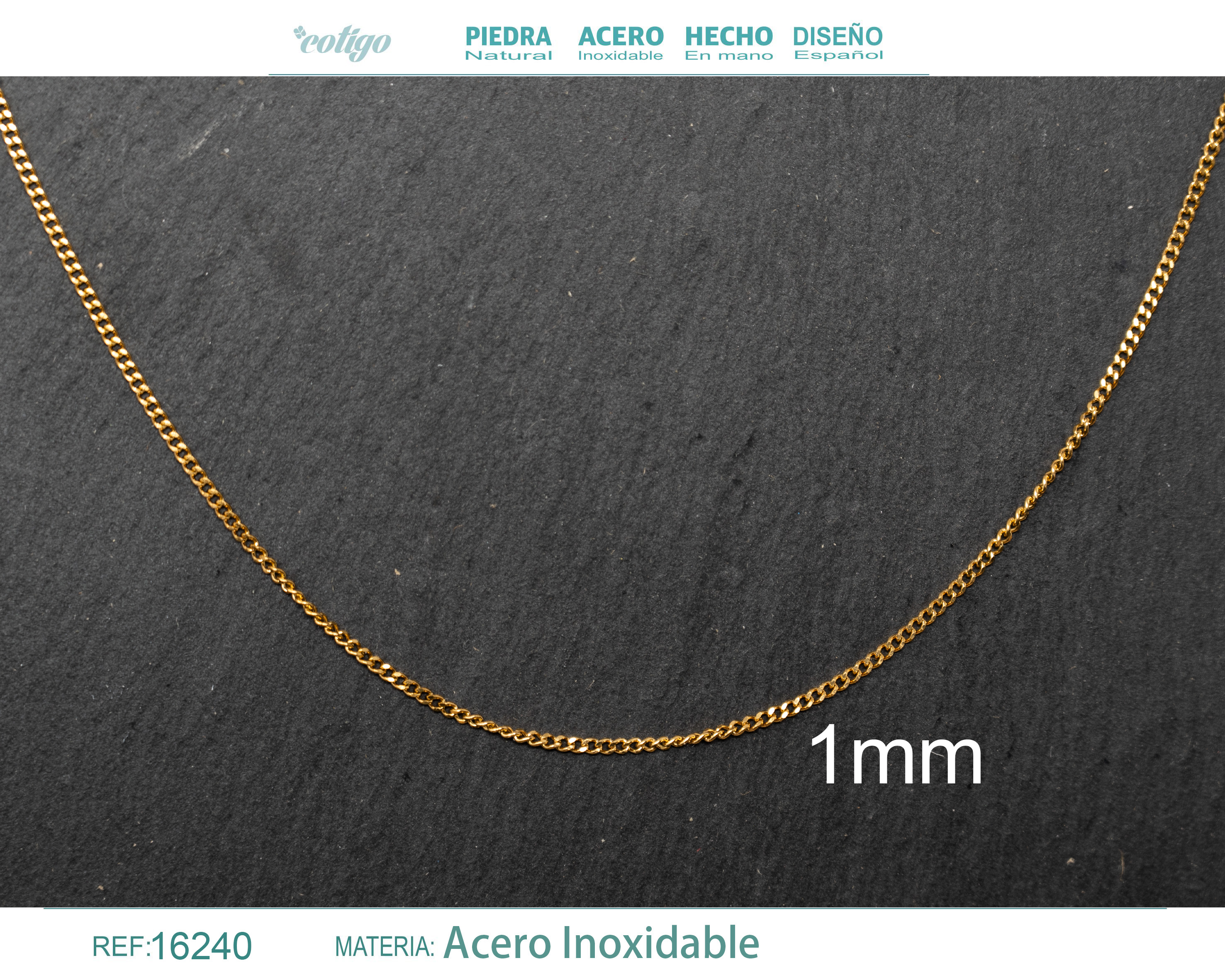 Collar de Cadena Acero Dorado