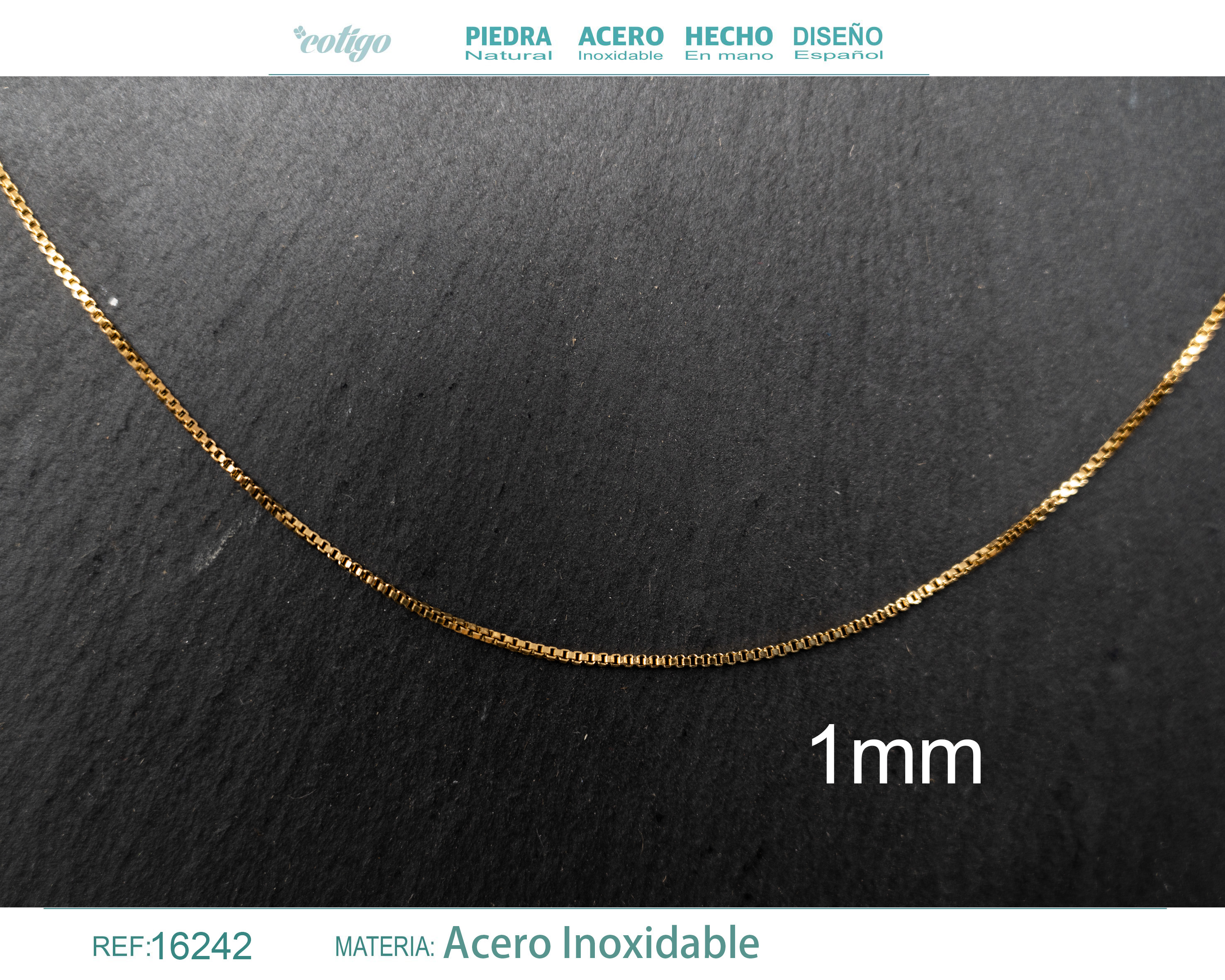 Collar de Cadena Acero Dorado