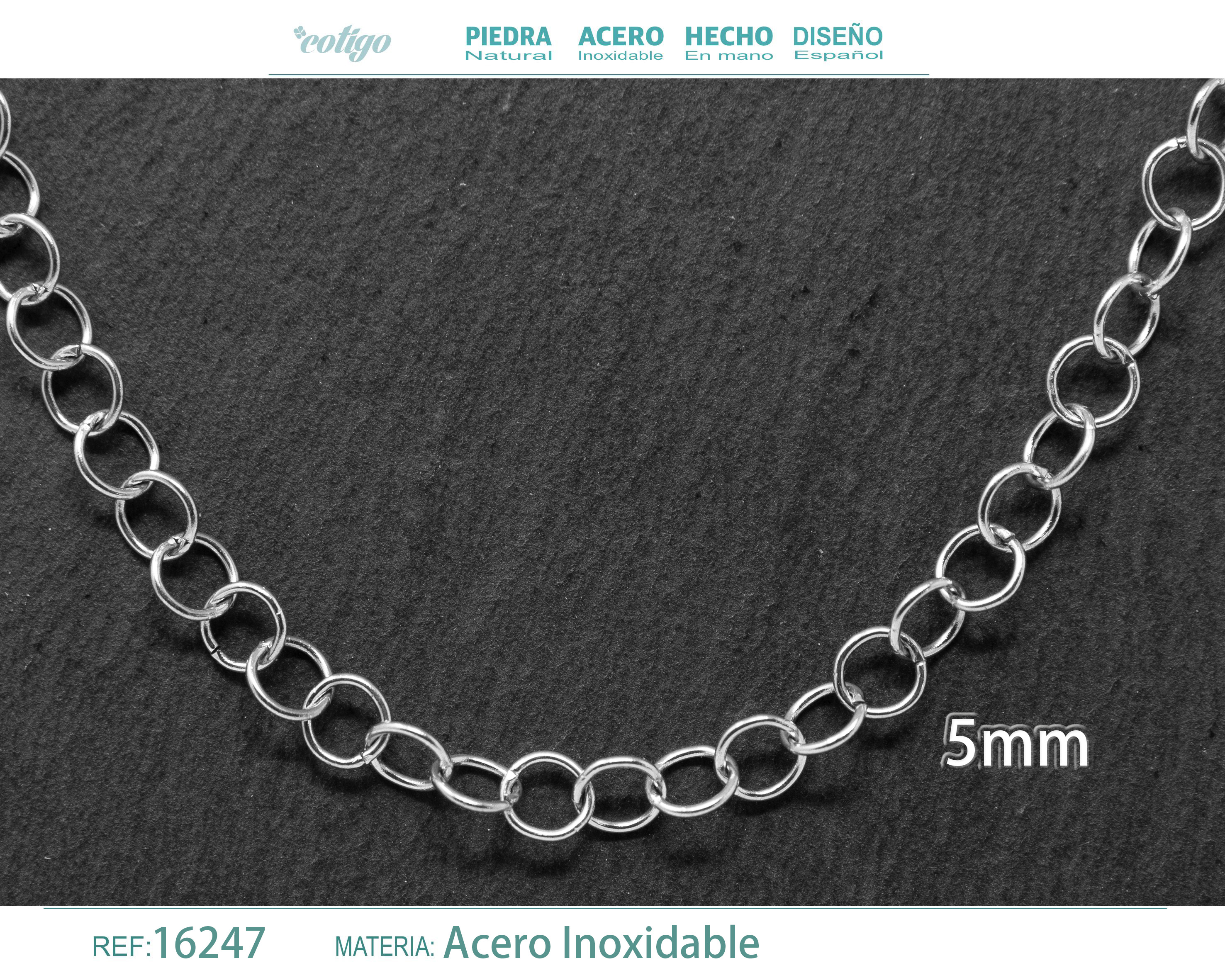Collar de Cadena Acero Plateado