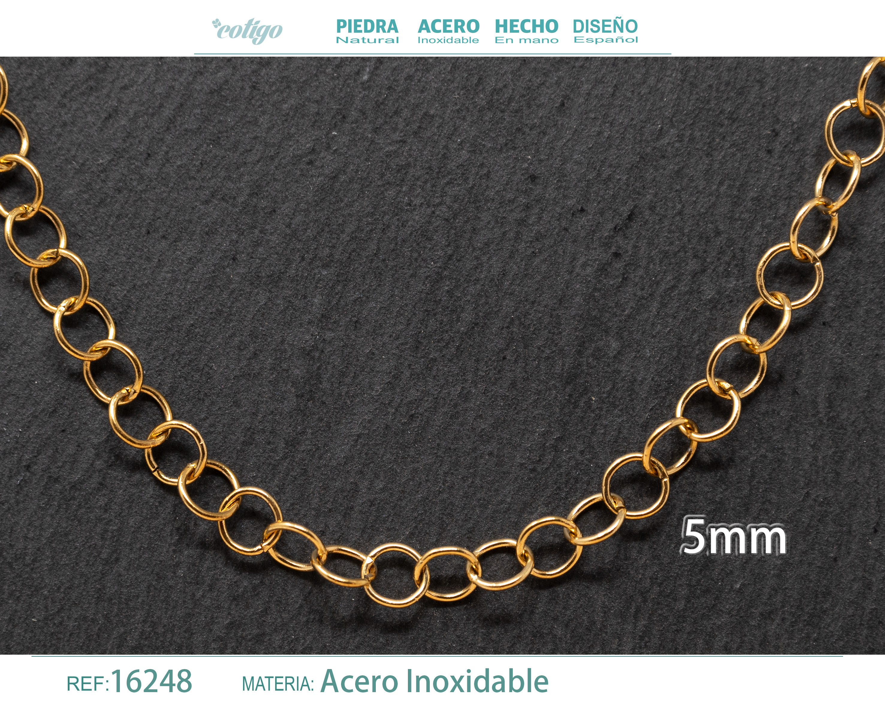 Collar de Cadena Acero Dorado