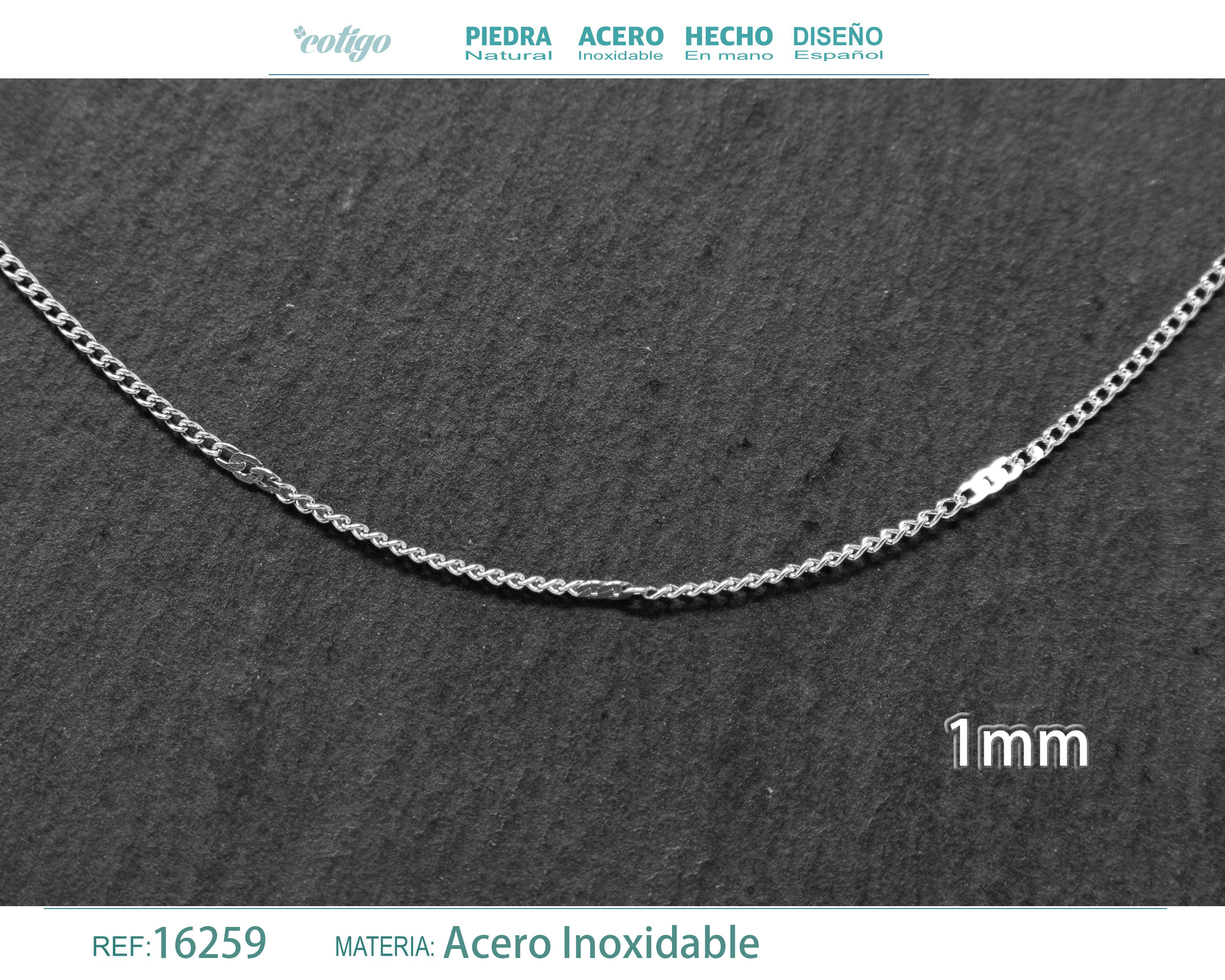 Collar de Cadena Acero Plateado