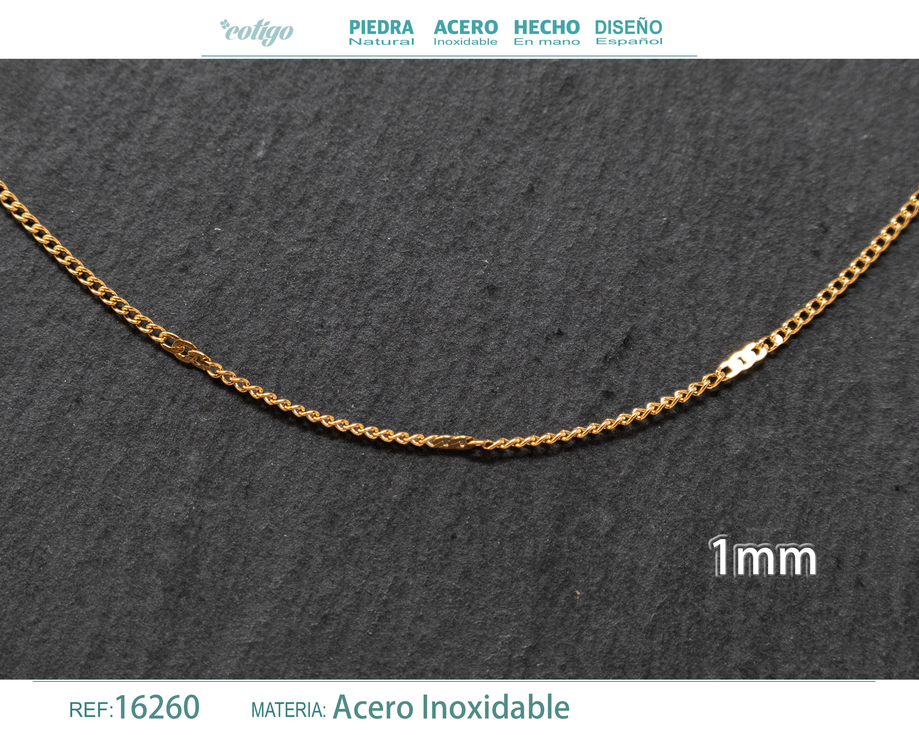 Collar de Cadena Acero Dorado