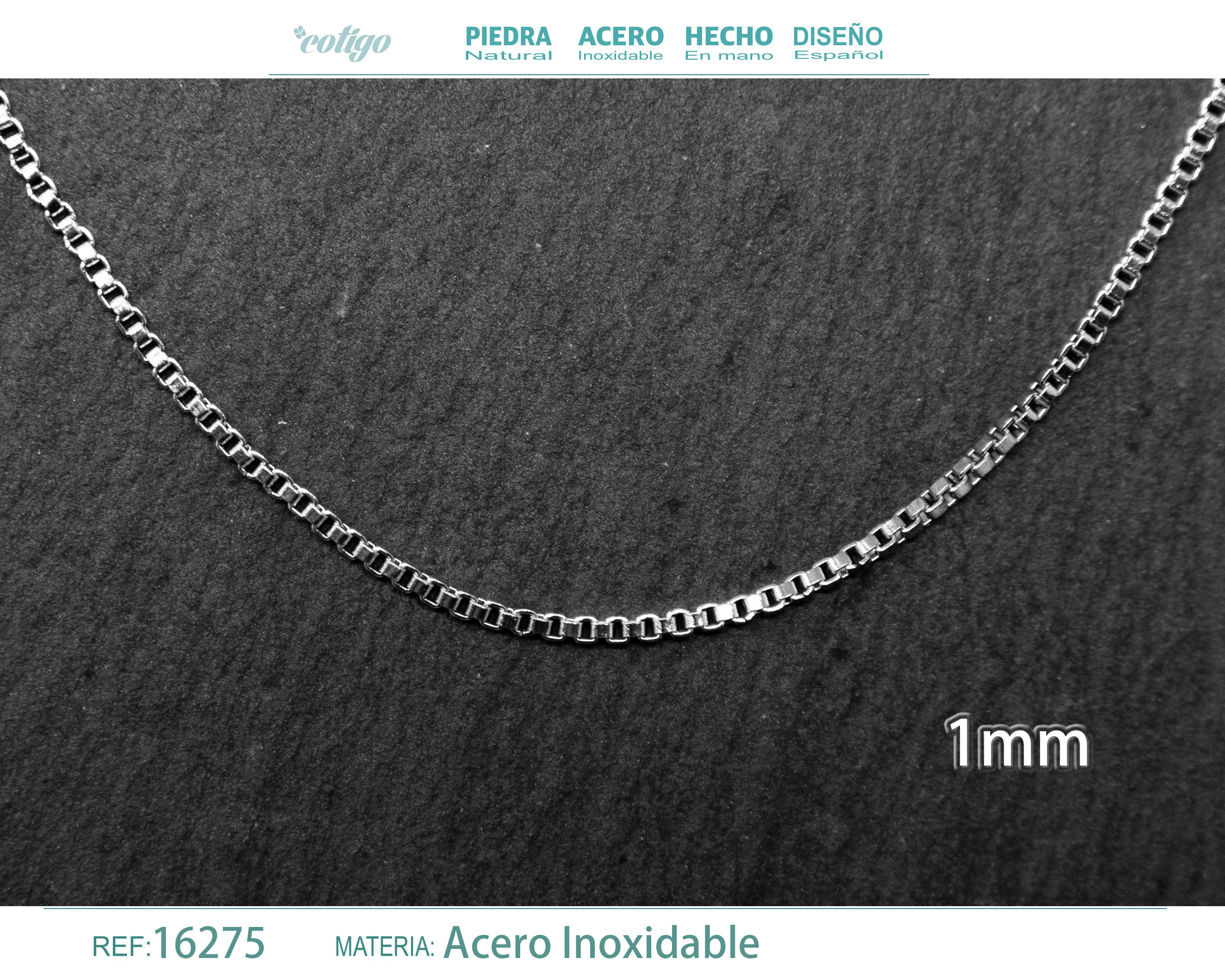 Collar de Cadena Acero Plateado