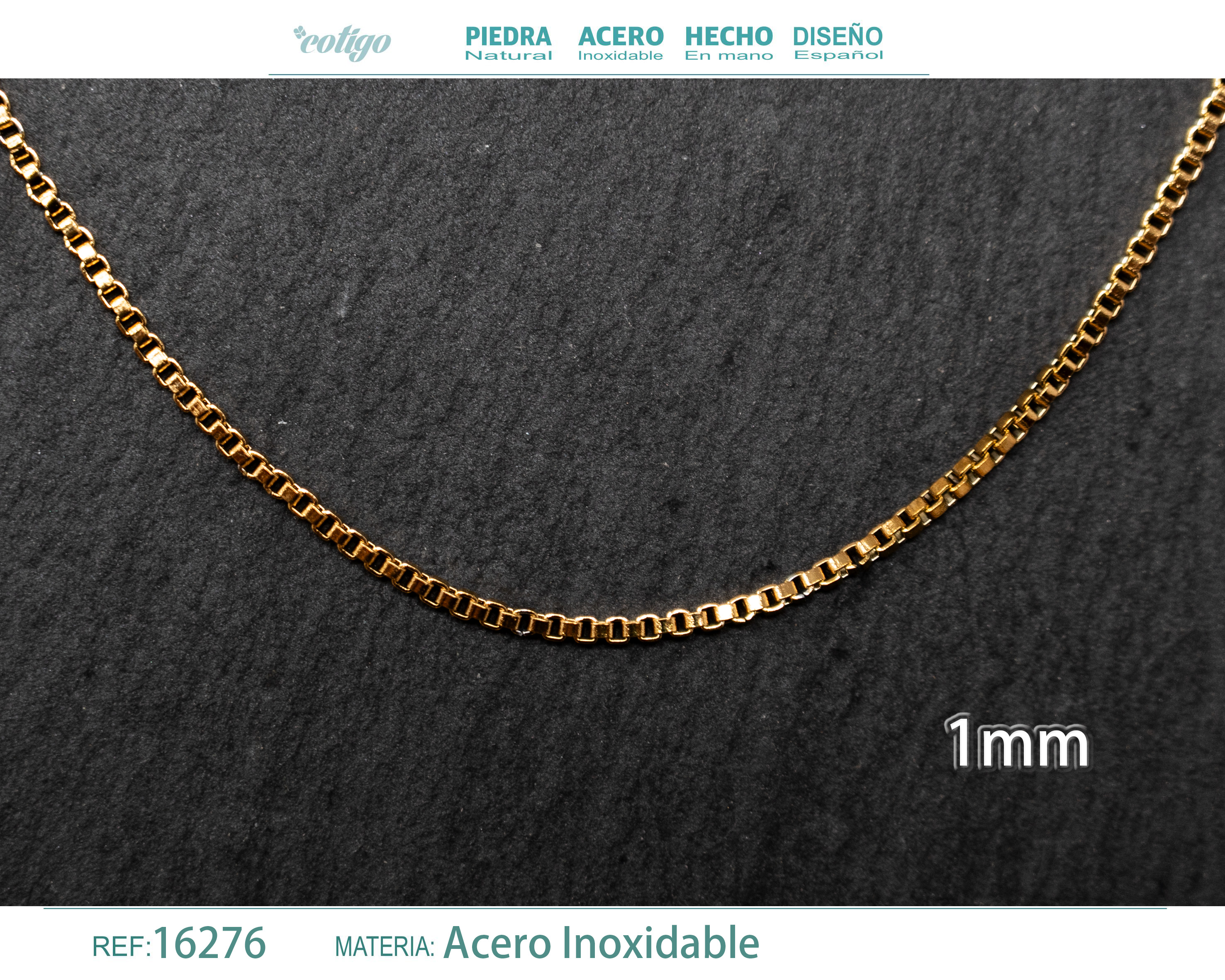 Collar de Cadena Acero Dorado