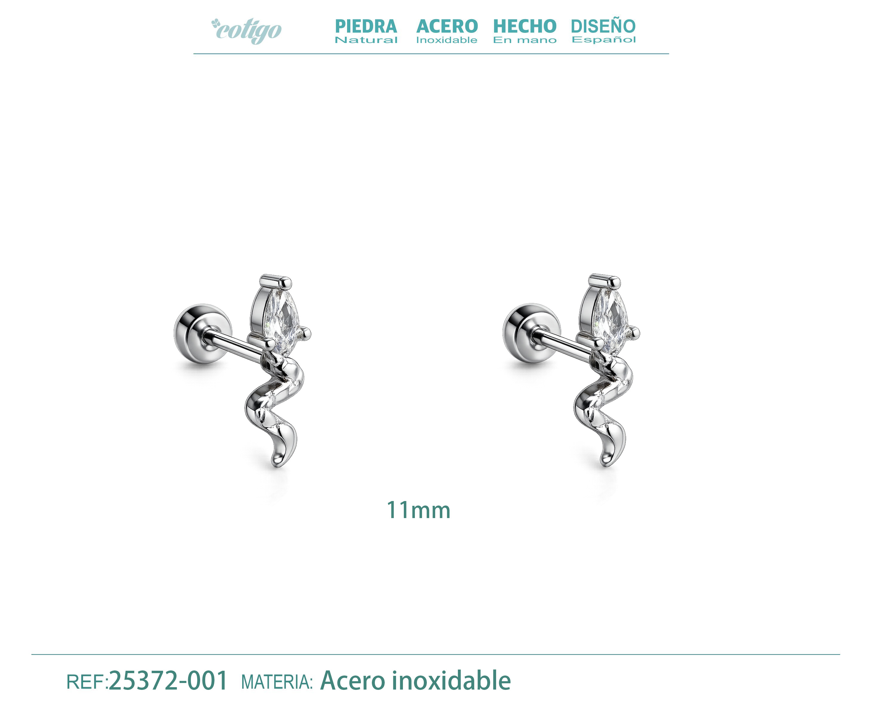 Pendiente-Piercing Bañado Oro 18K y con Circonita