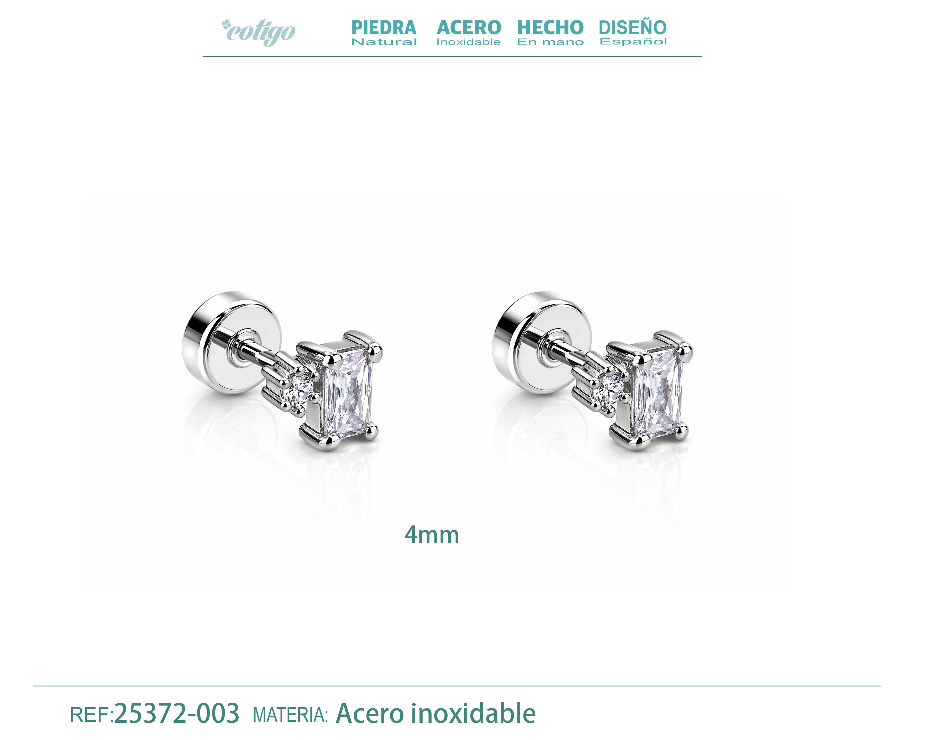 Pendiente-Piercing Bañado Oro 18K y con Circonita