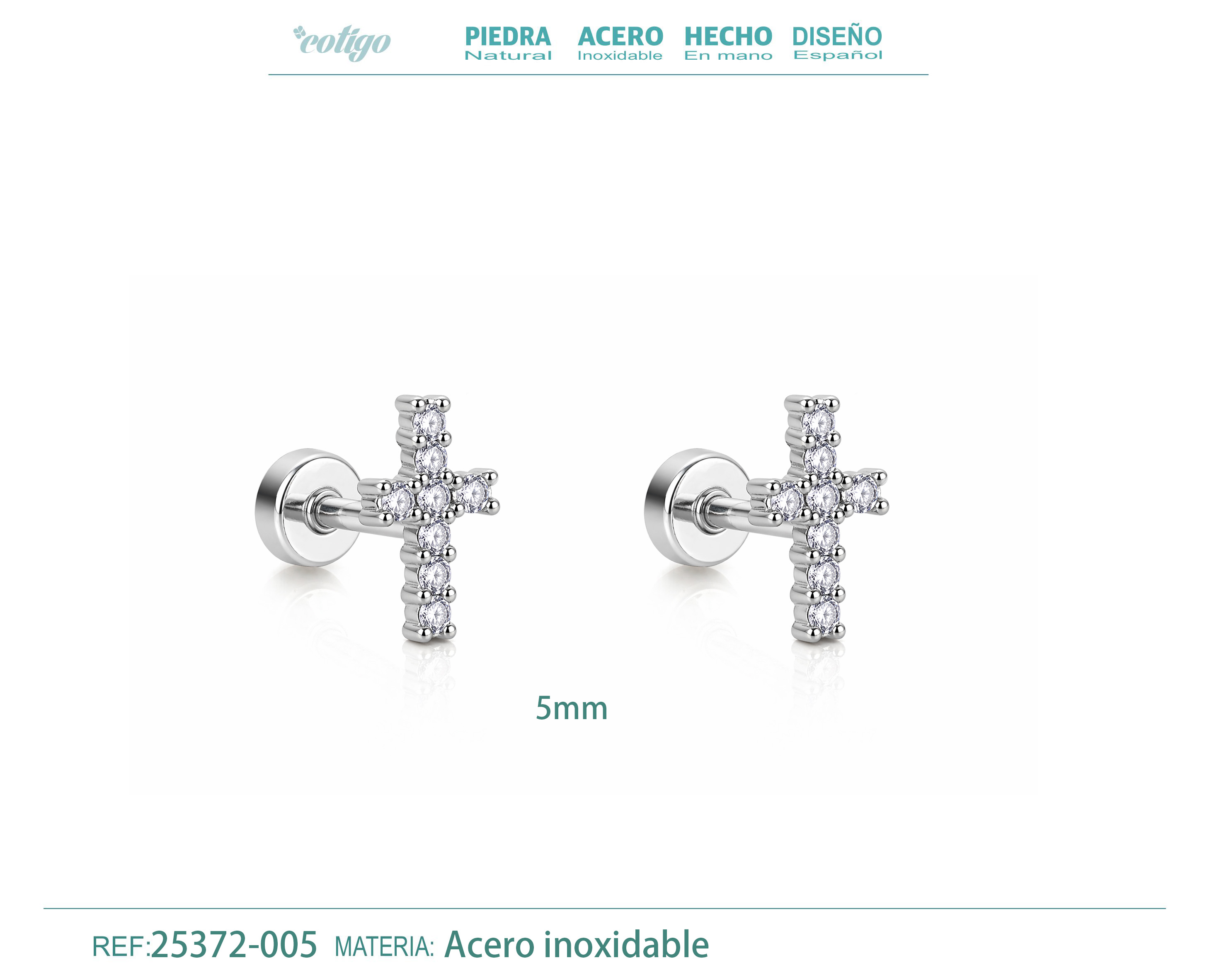 Pendiente-Piercing Bañado Oro 18K y con Circonita