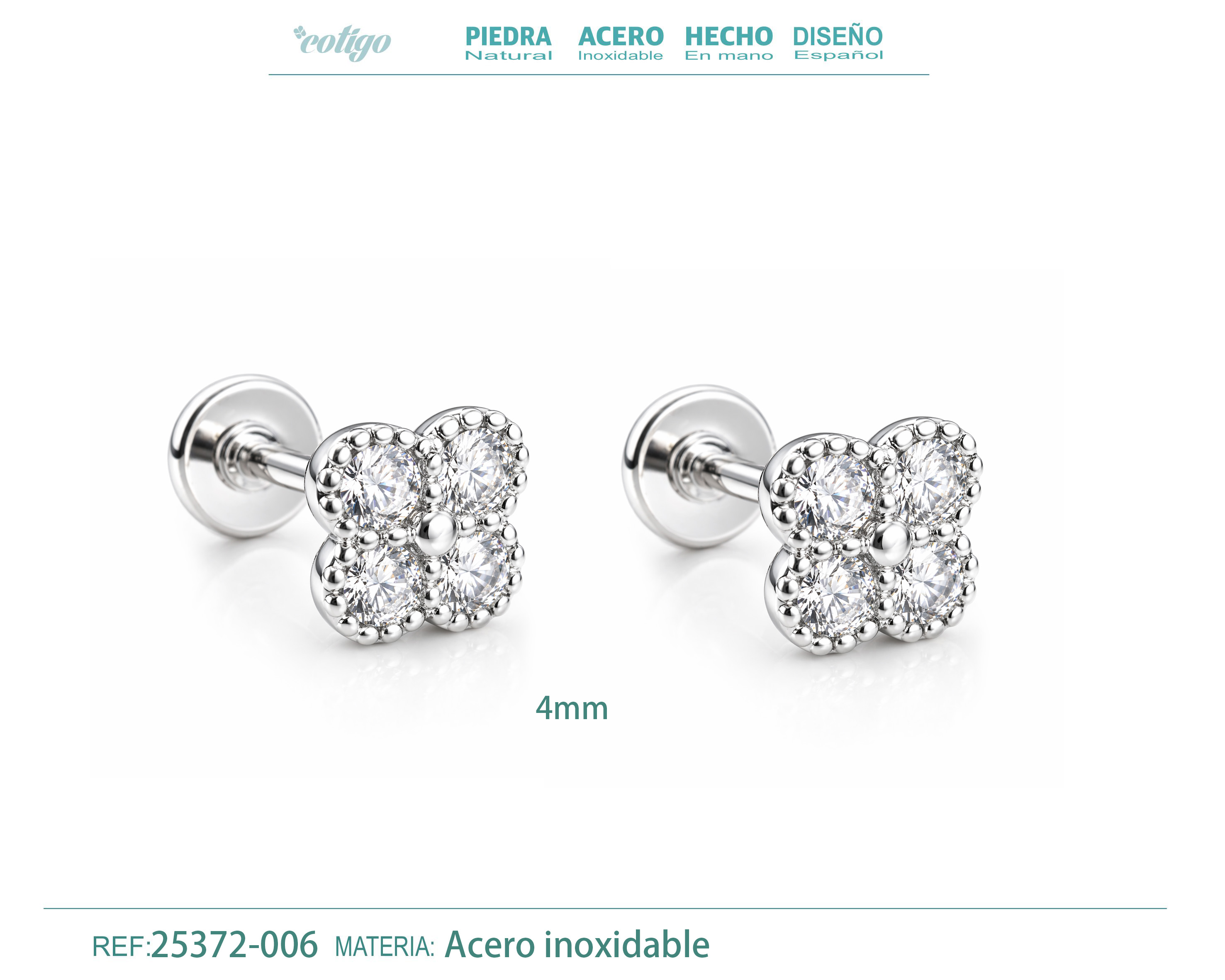 Pendiente-Piercing Bañado Oro 18K y con Circonita