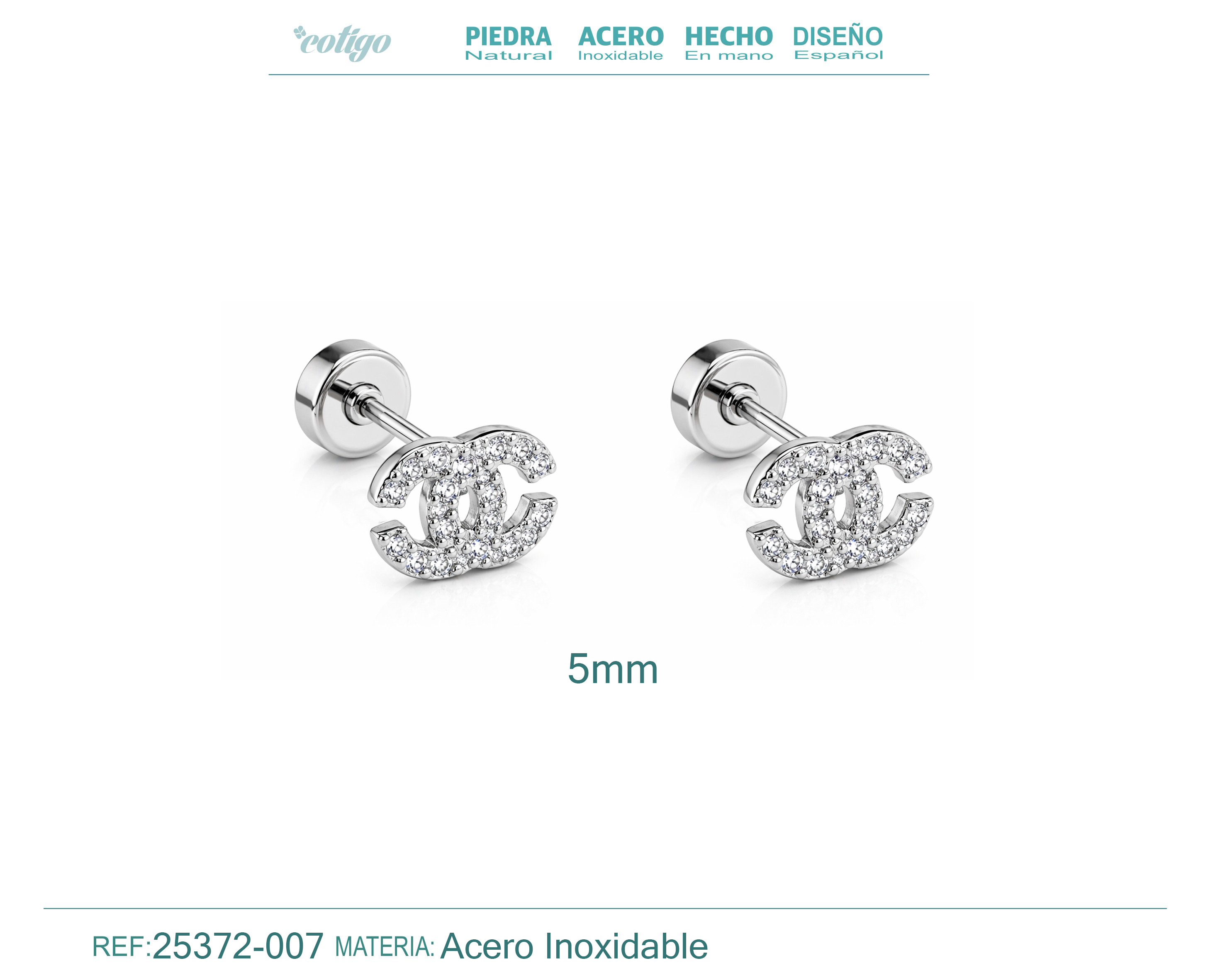 Pendiente-Piercing Bañado Oro 18K y con Circonita