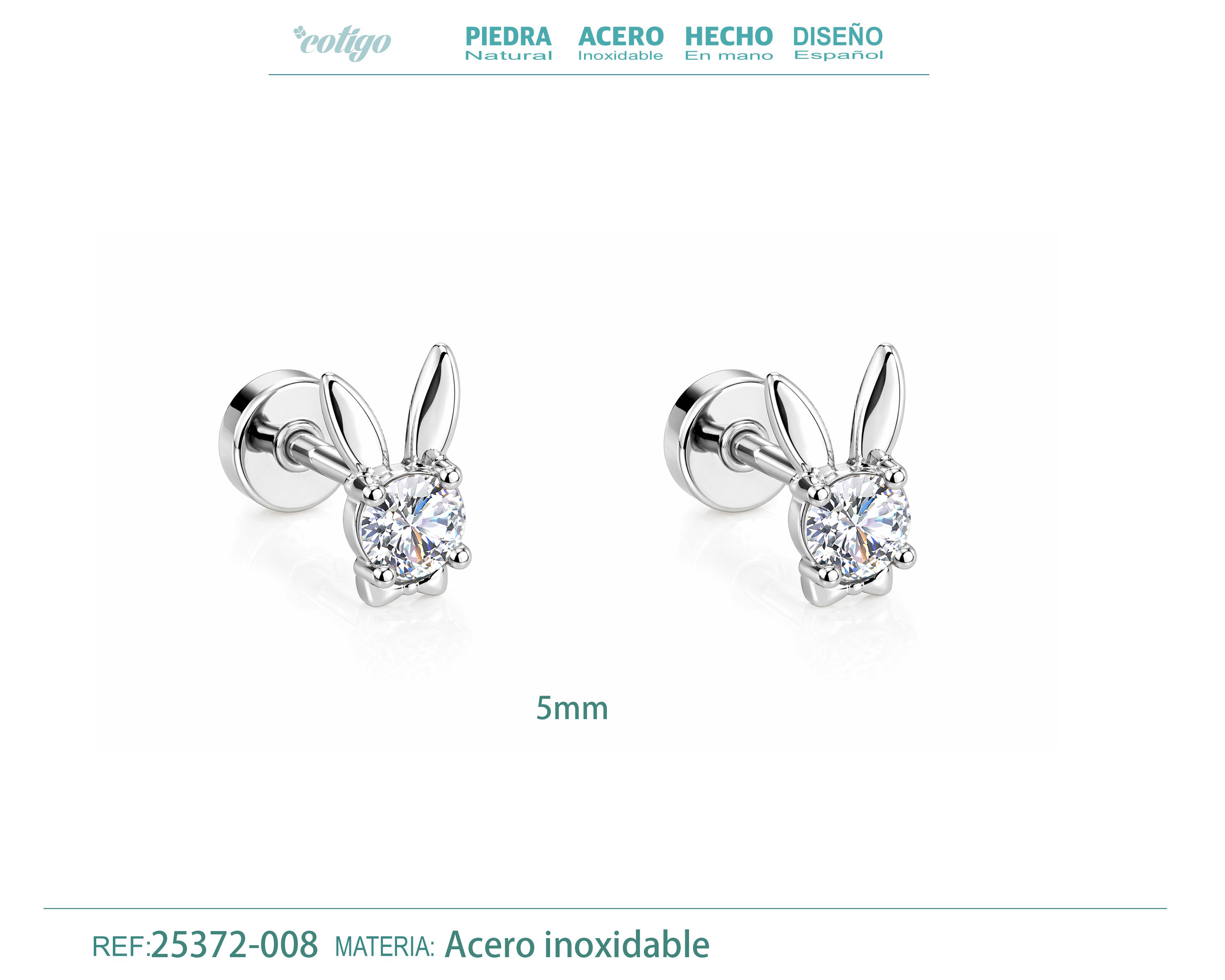 Pendiente-Piercing Bañado Oro 18K y con Circonita