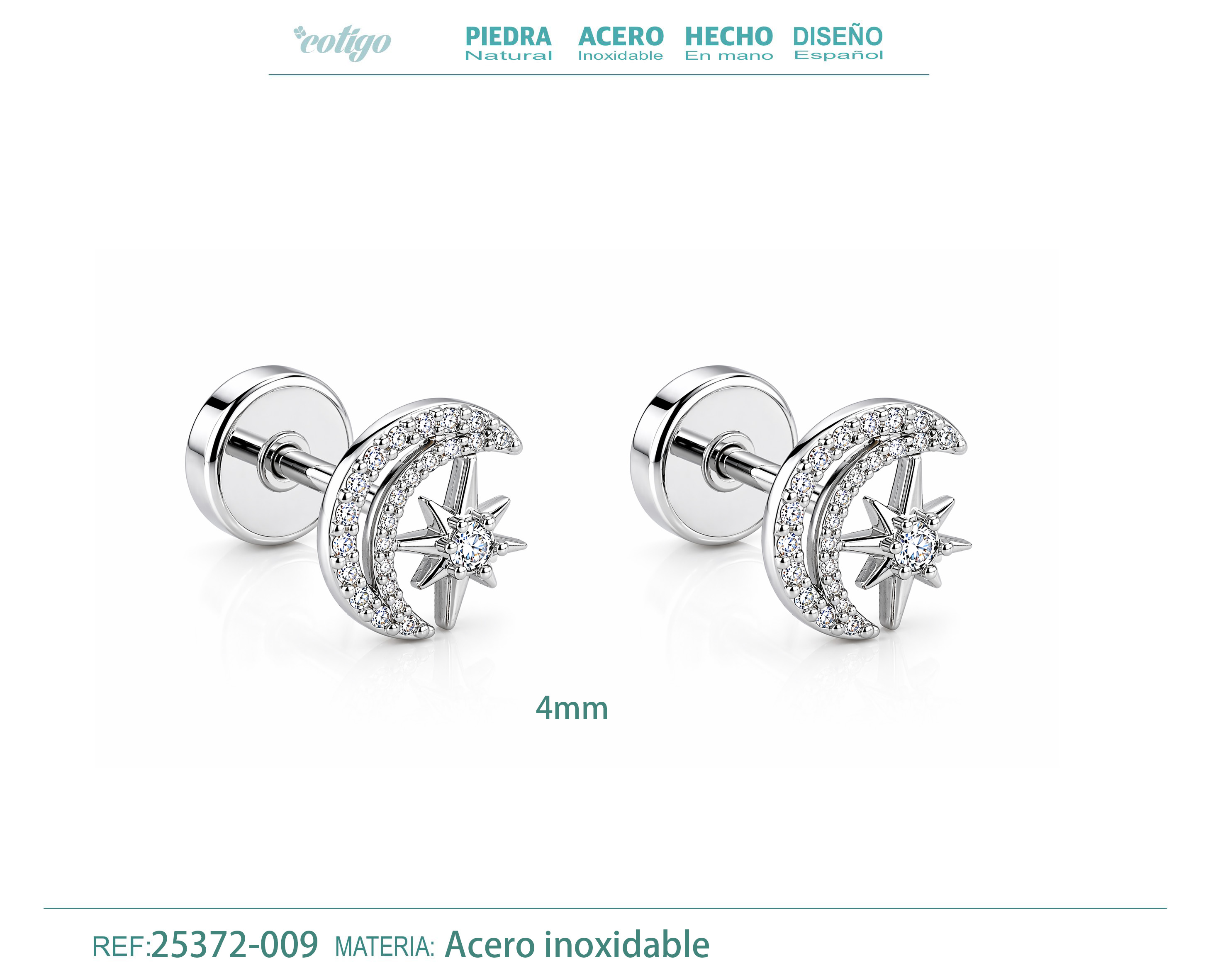 Pendiente-Piercing Bañado Oro 18K y con Circonita