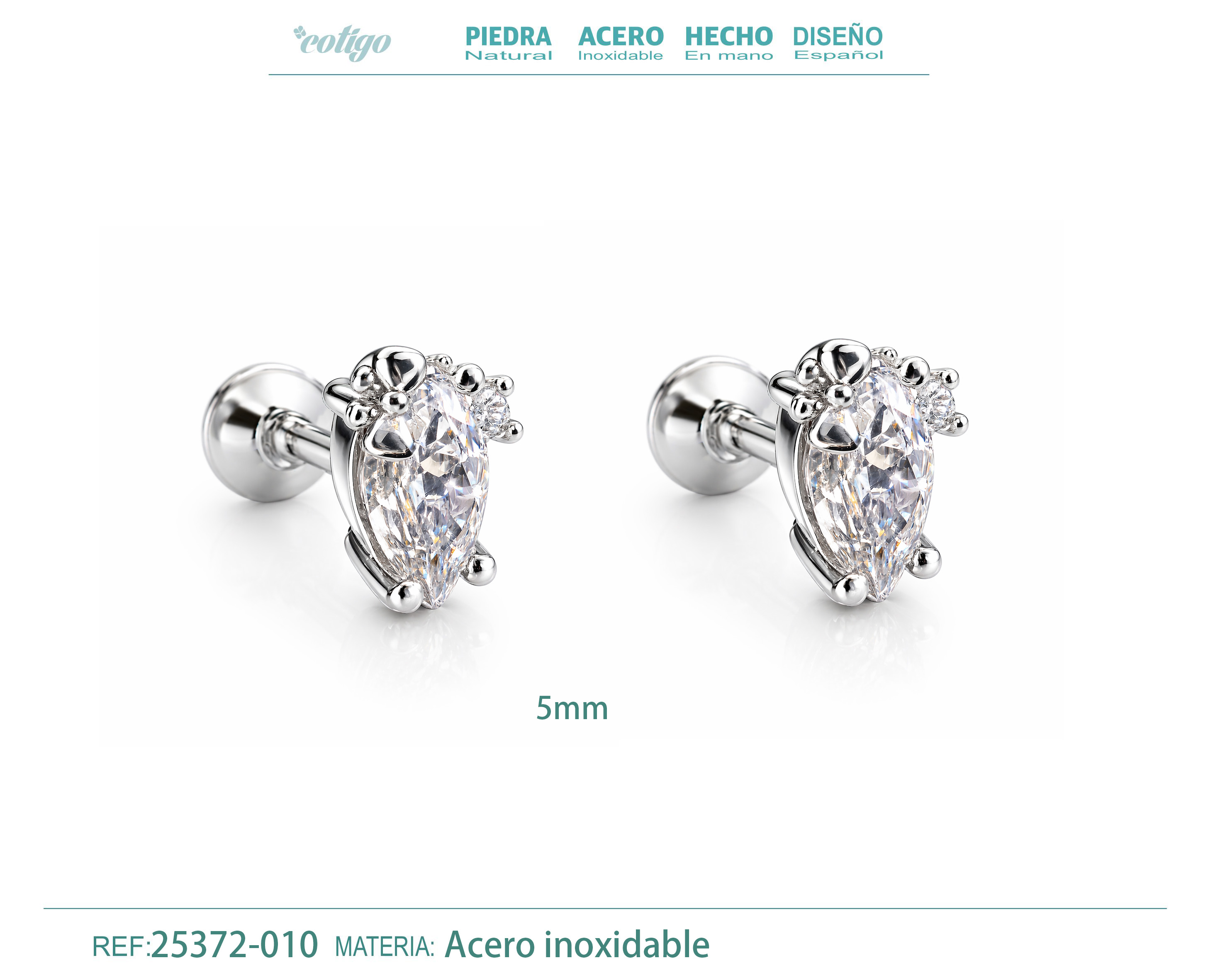 Pendiente-Piercing Bañado Oro 18K y con Circonita