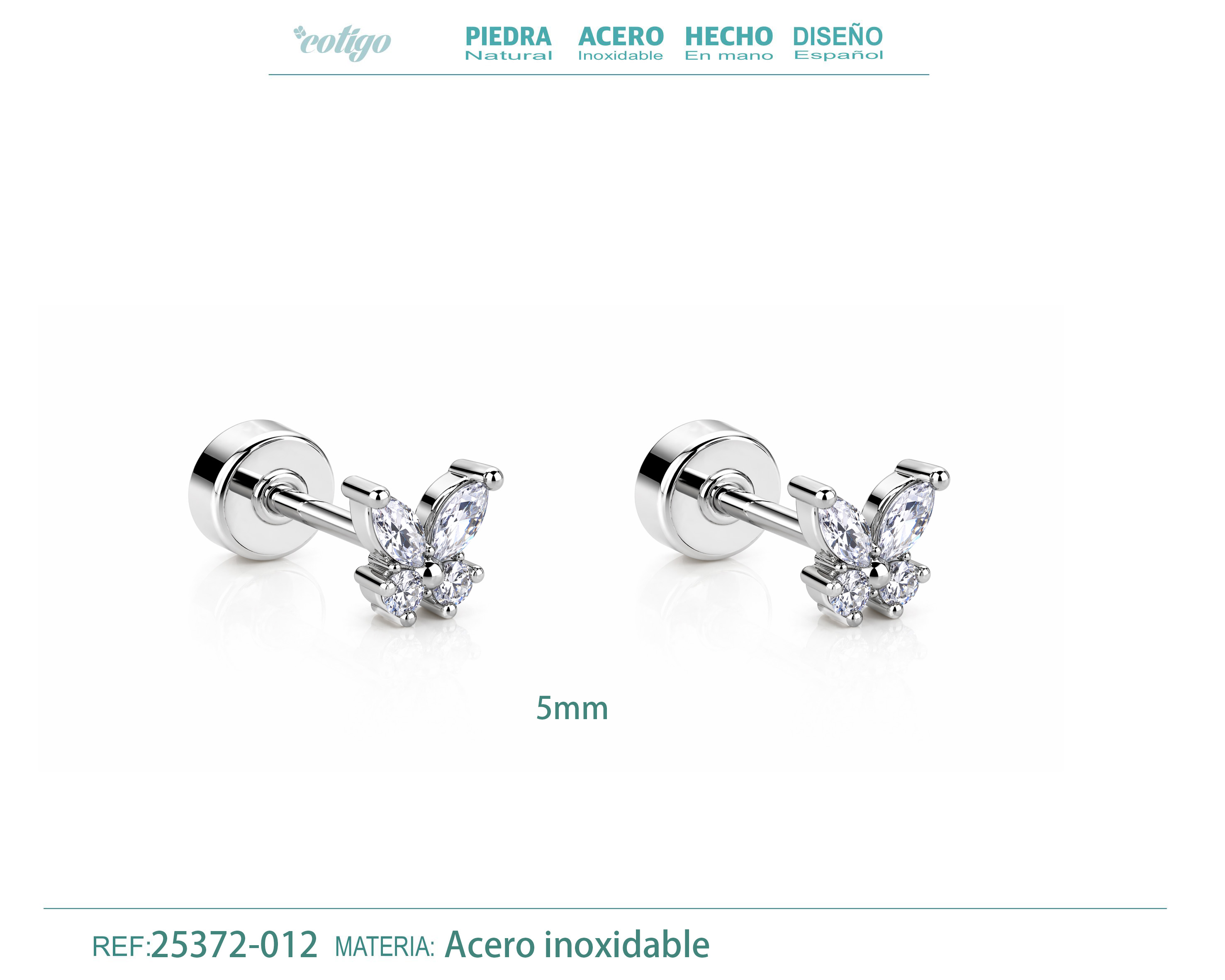 Pendiente-Piercing Bañado Oro 18K y con Circonita