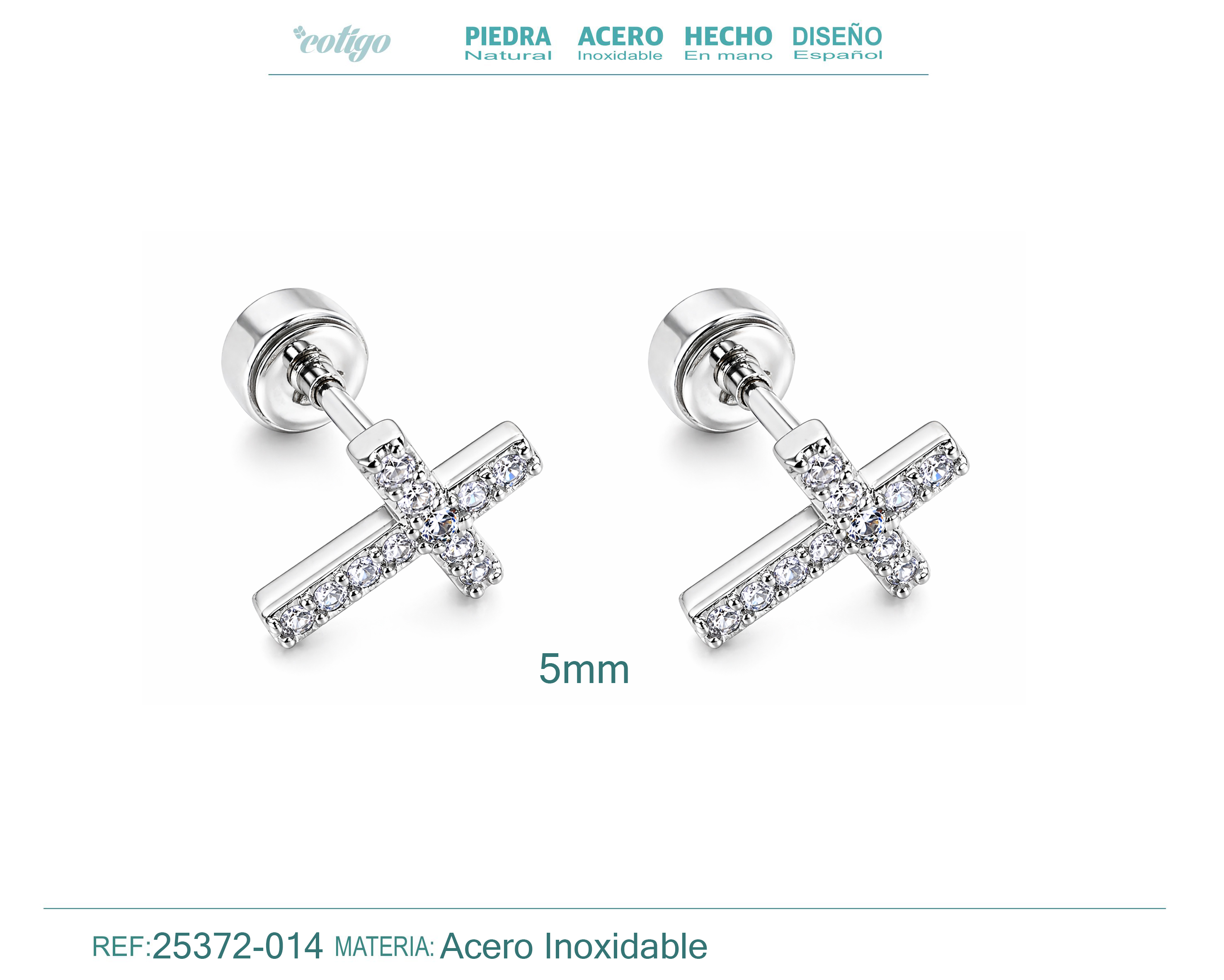 Pendiente-Piercing Bañado Oro 18K y con Circonita