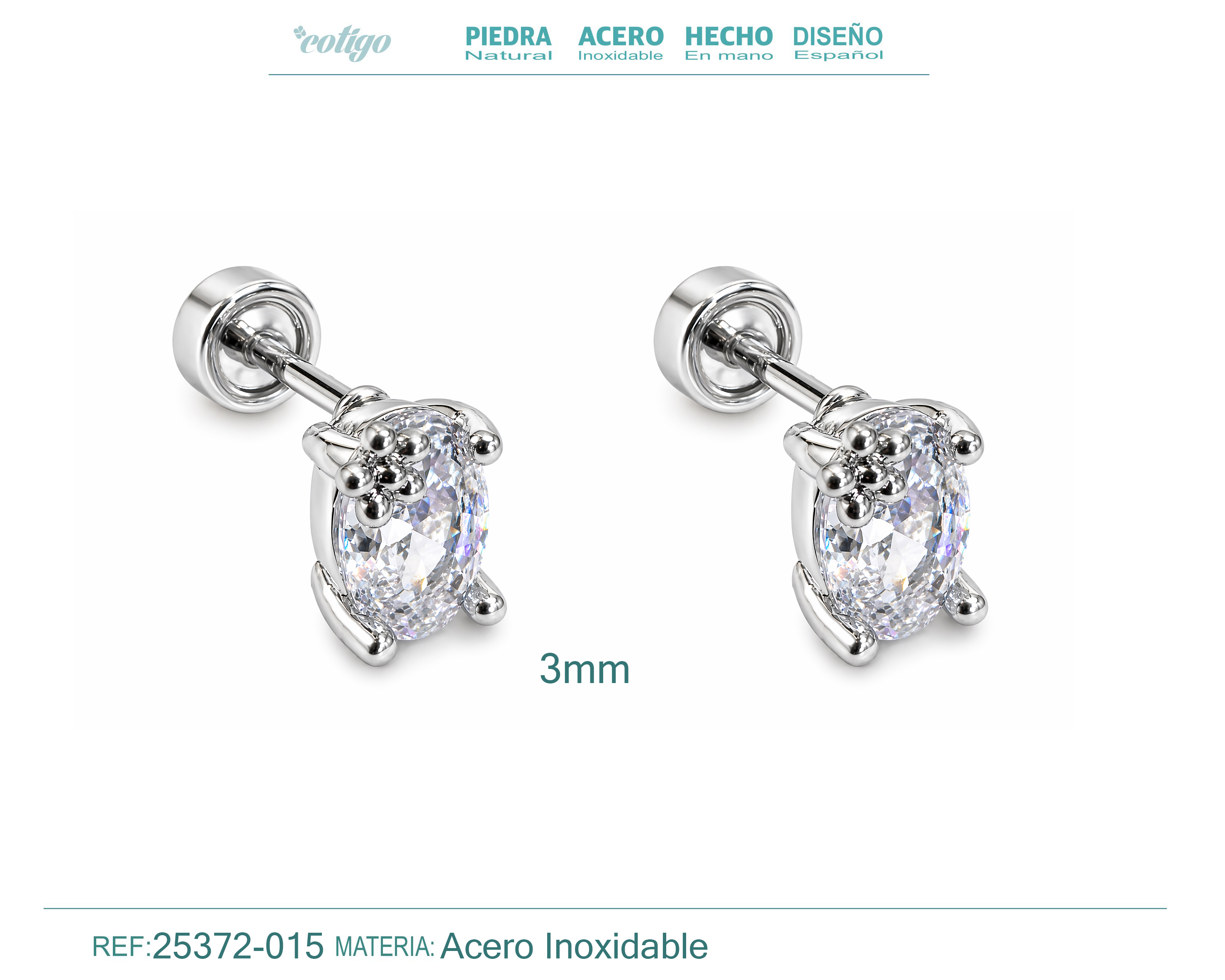 Pendiente-Piercing Bañado Oro 18K y con Circonita