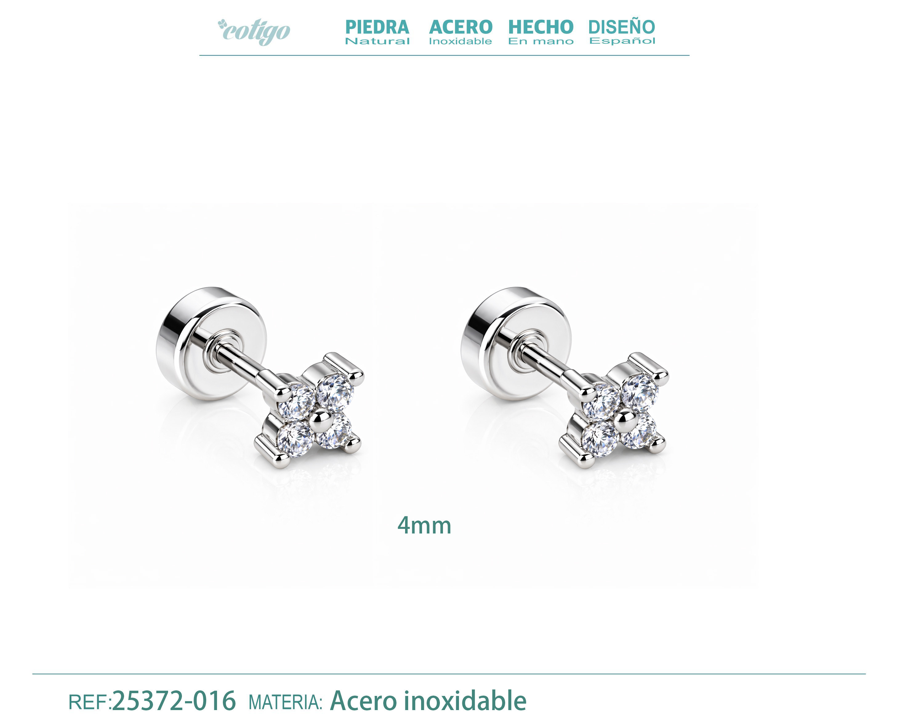 Pendiente-Piercing Bañado Oro 18K y con Circonita