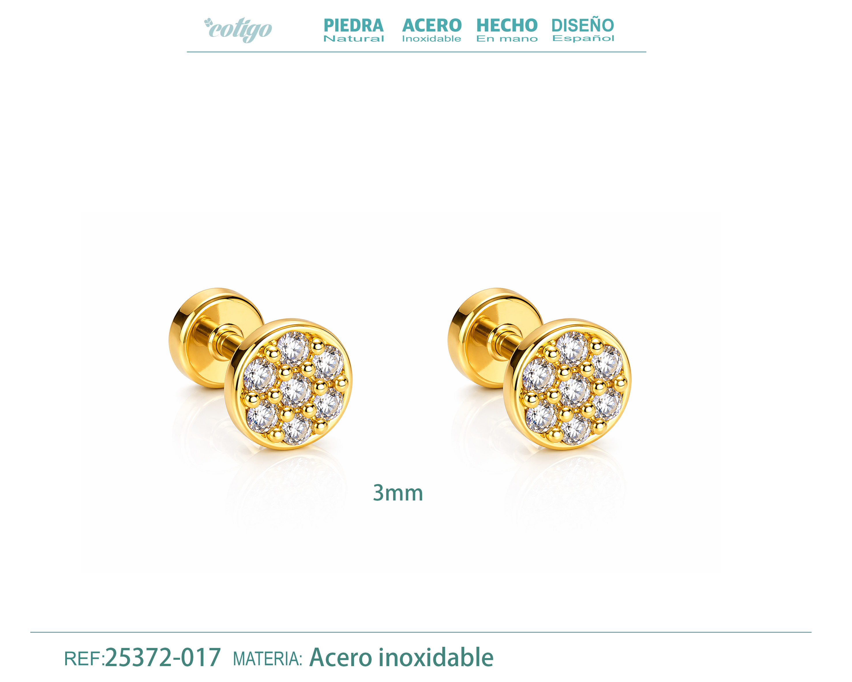 Pendiente-Piercing Bañado Oro 18K y con Circonita