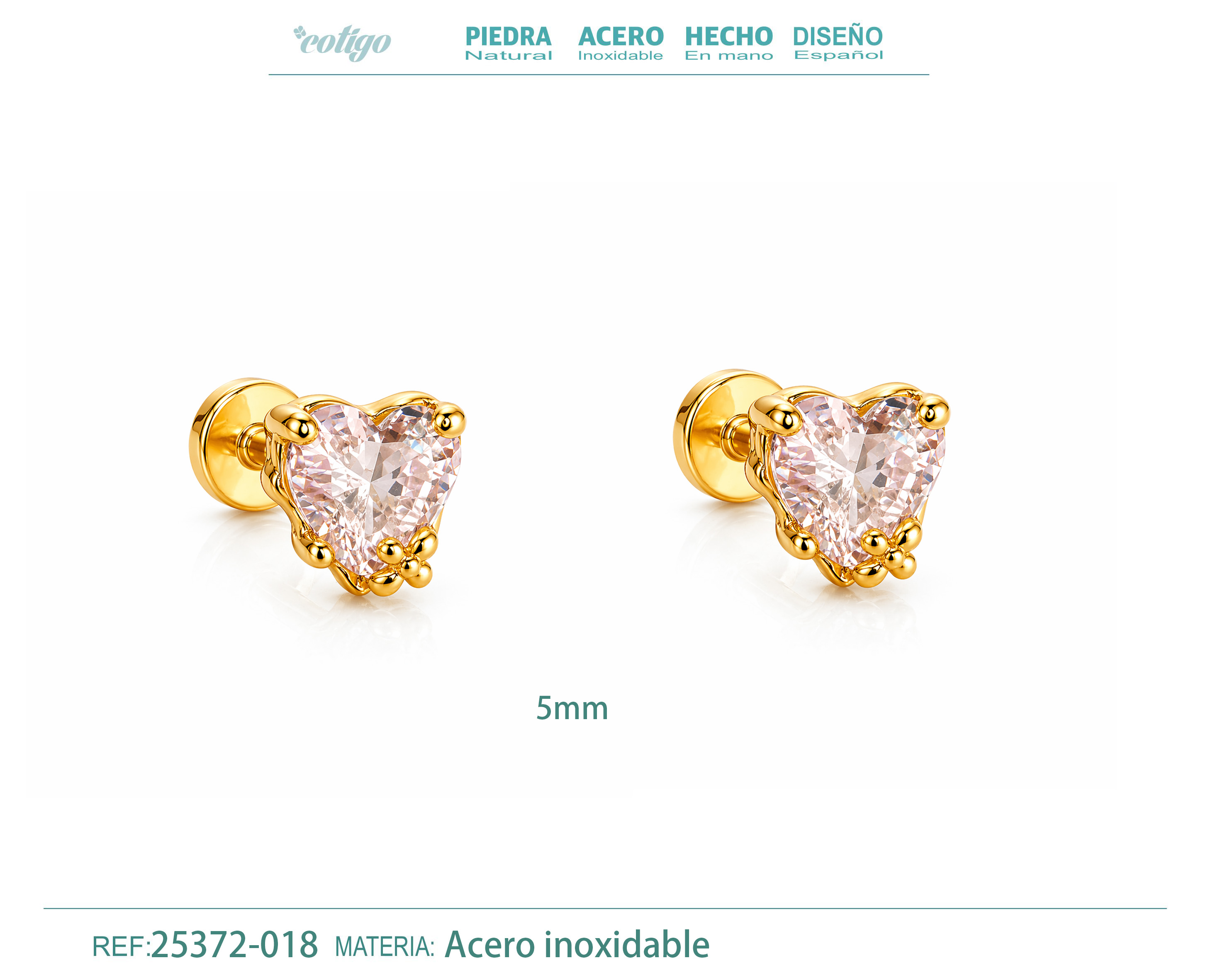 Pendiente-Piercing Bañado Oro 18K y con Circonita