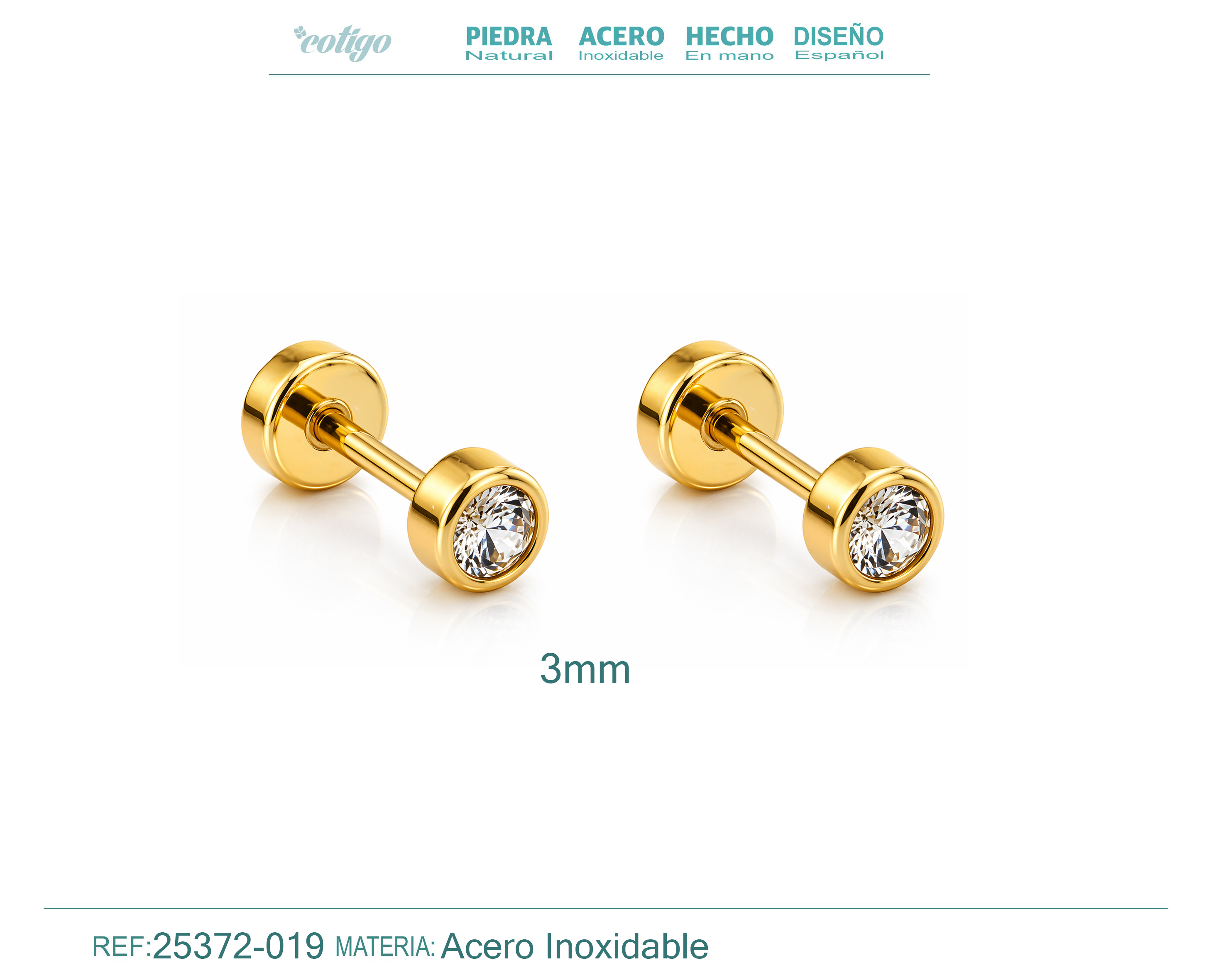 Pendiente-Piercing Bañado Oro 18K y con Circonita