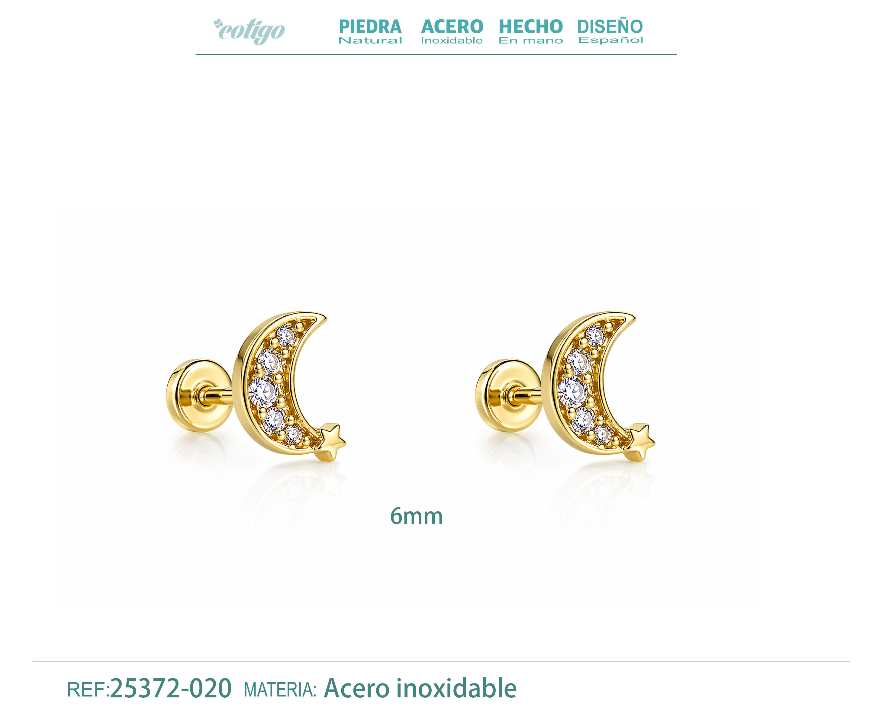 Pendiente-Piercing Bañado Oro 18K y con Circonita