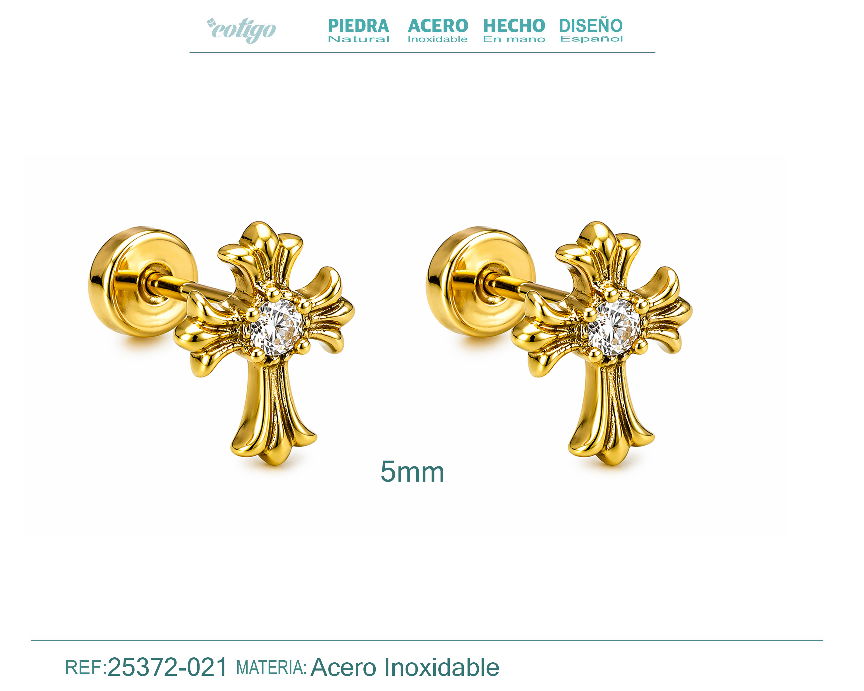Pendiente-Piercing Bañado Oro 18K y con Circonita