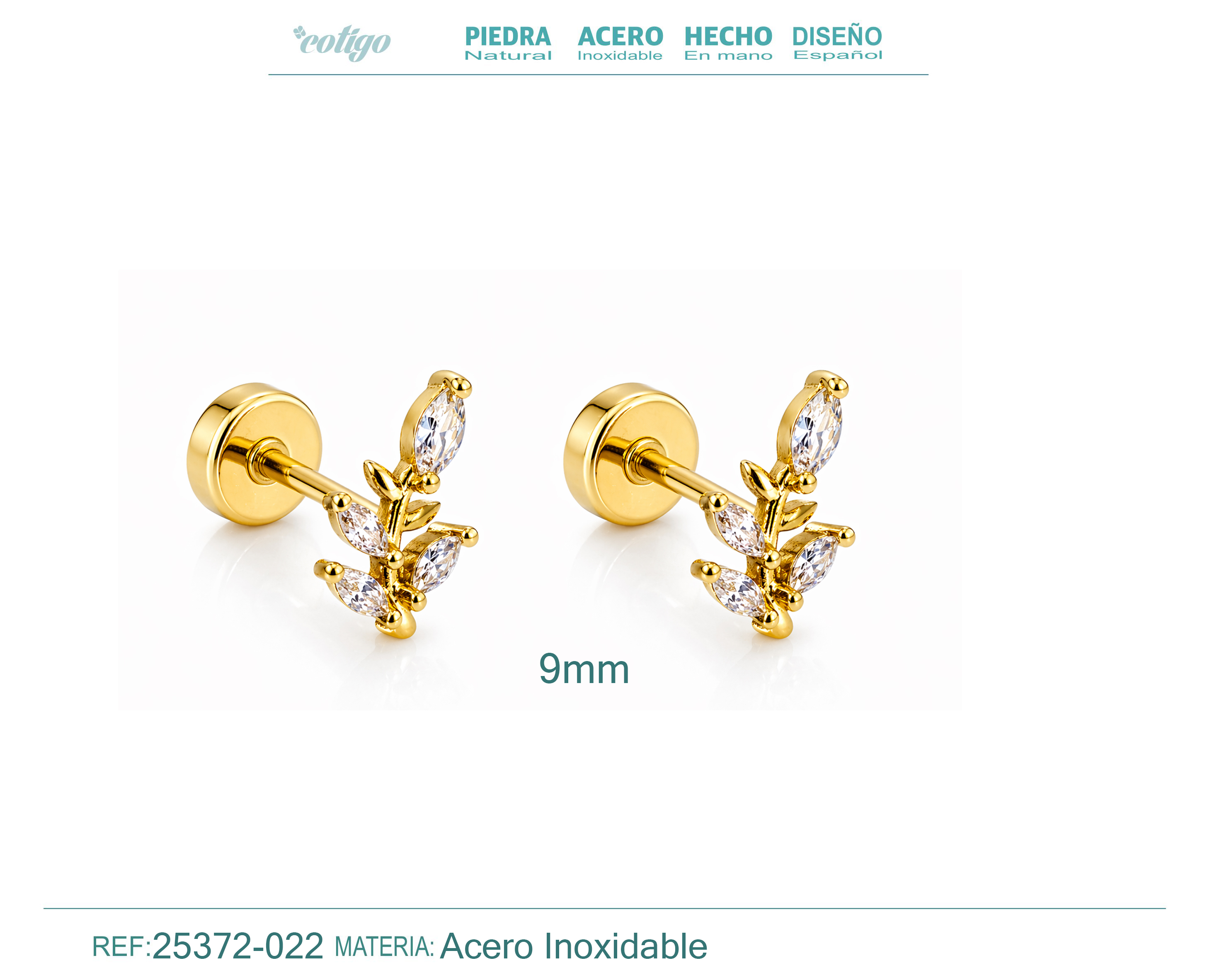 Pendiente-Piercing Bañado Oro 18K y con Circonita