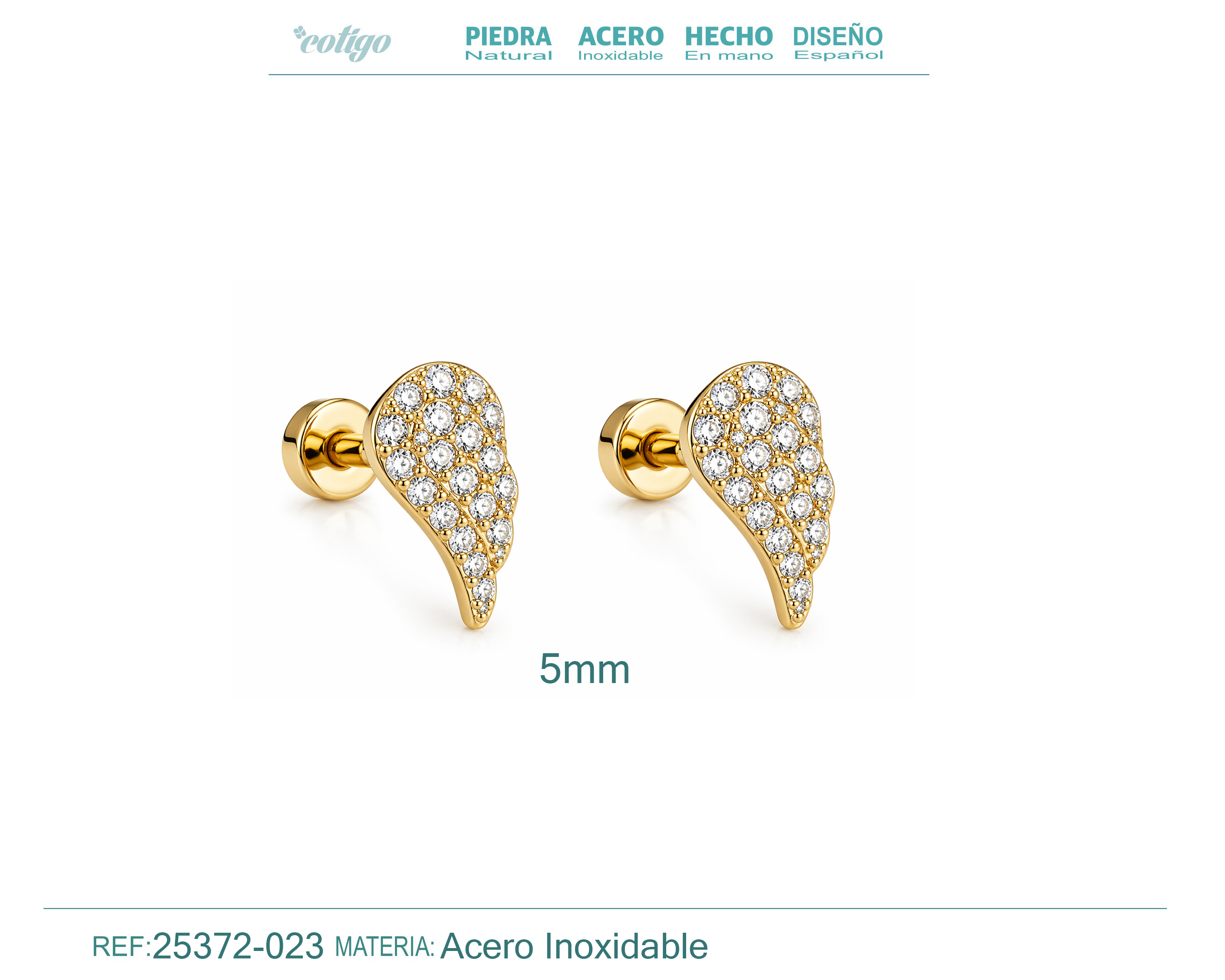 Pendiente-Piercing Bañado Oro 18K y con Circonita
