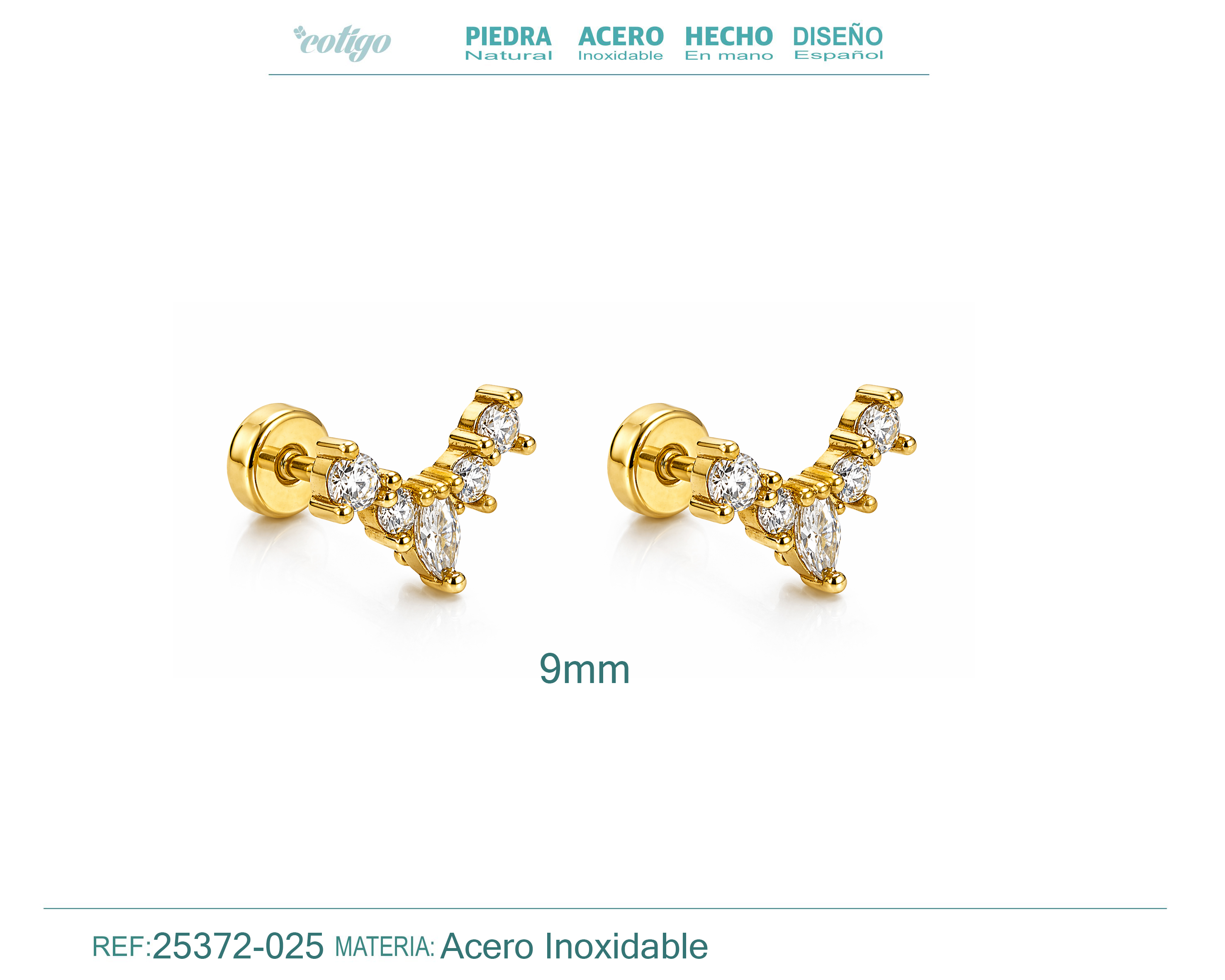 Pendiente-Piercing Bañado Oro 18K y con Circonita
