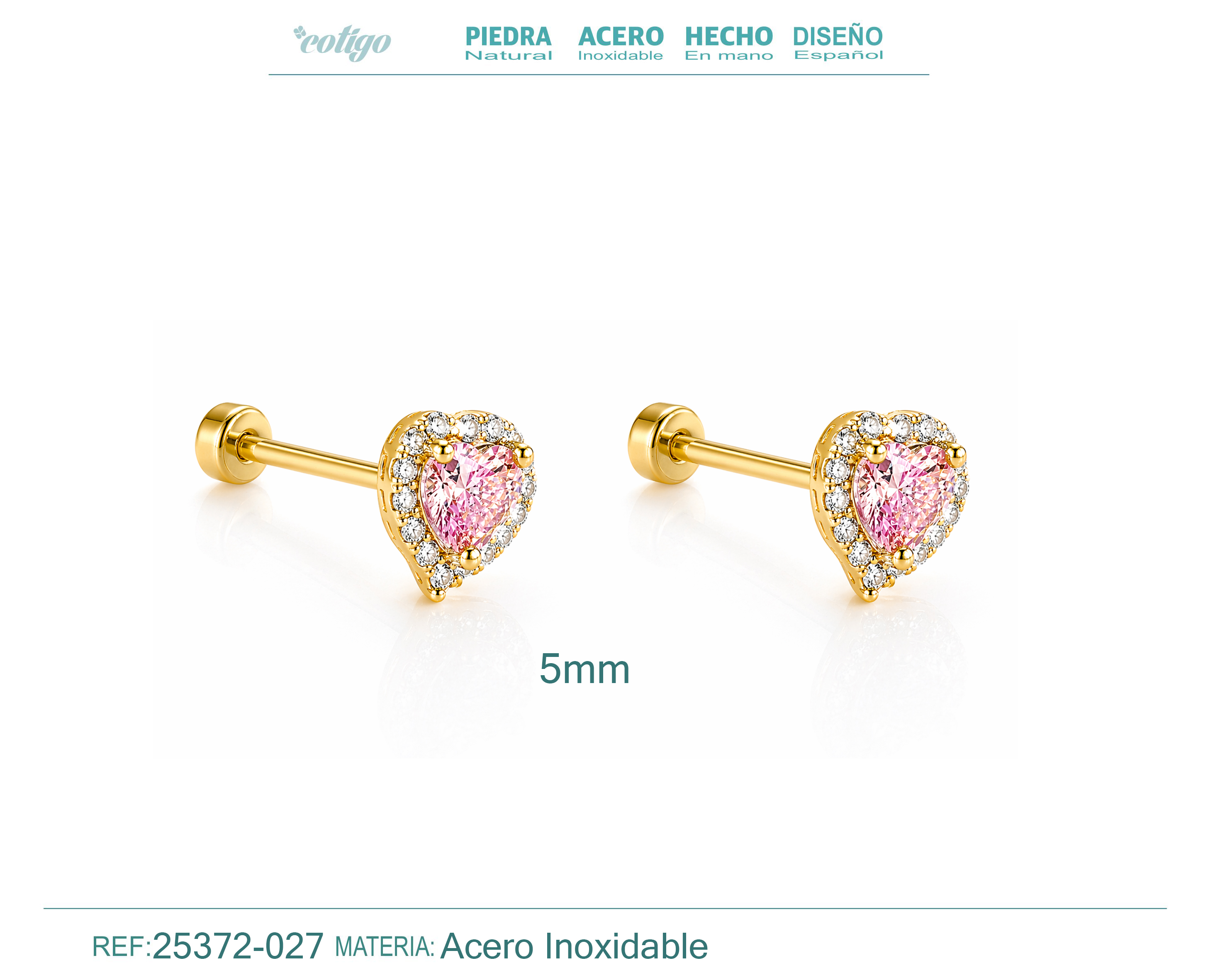 Pendiente-Piercing Bañado Oro 18K y con Circonita