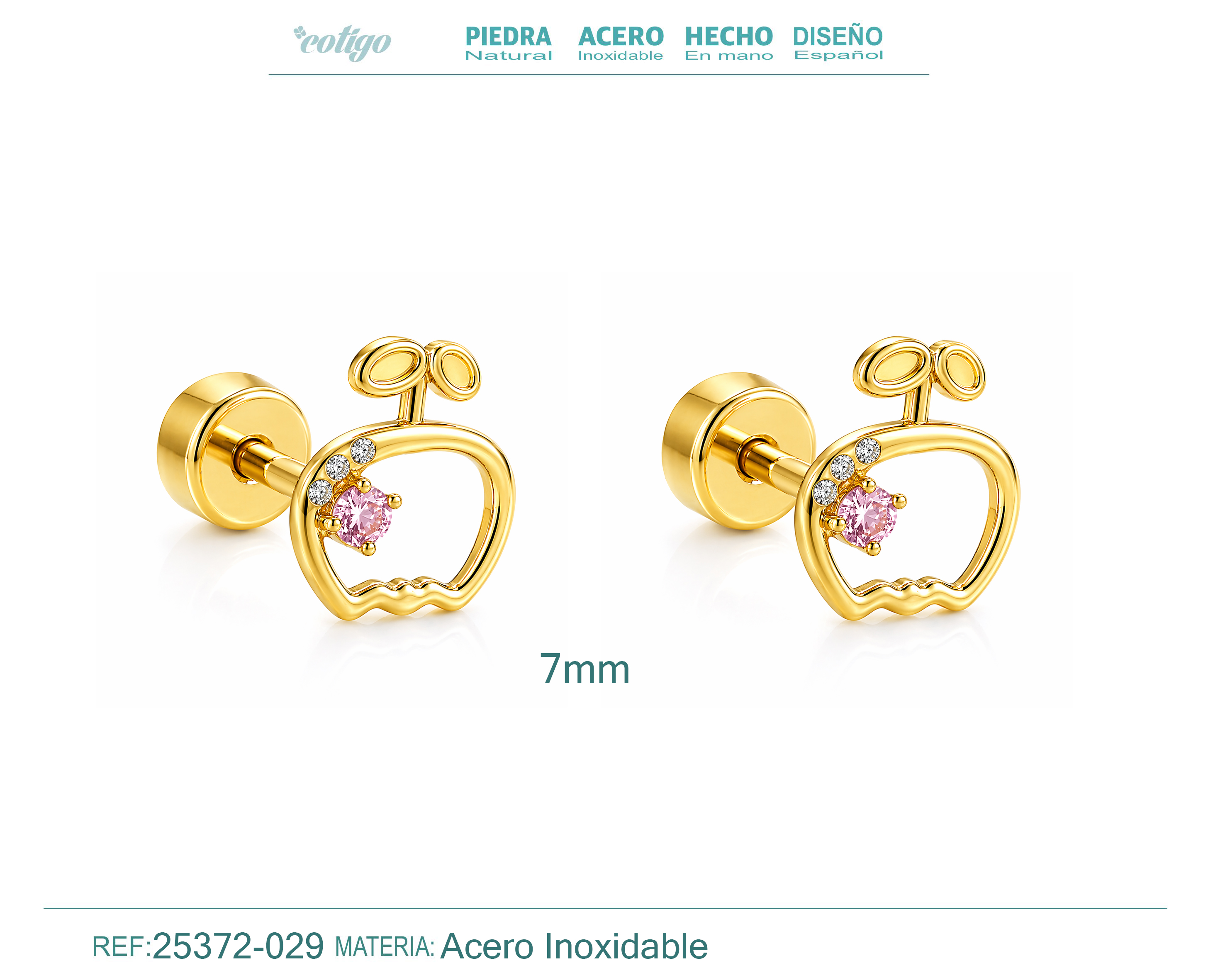 Pendiente-Piercing Bañado Oro 18K y con Circonita