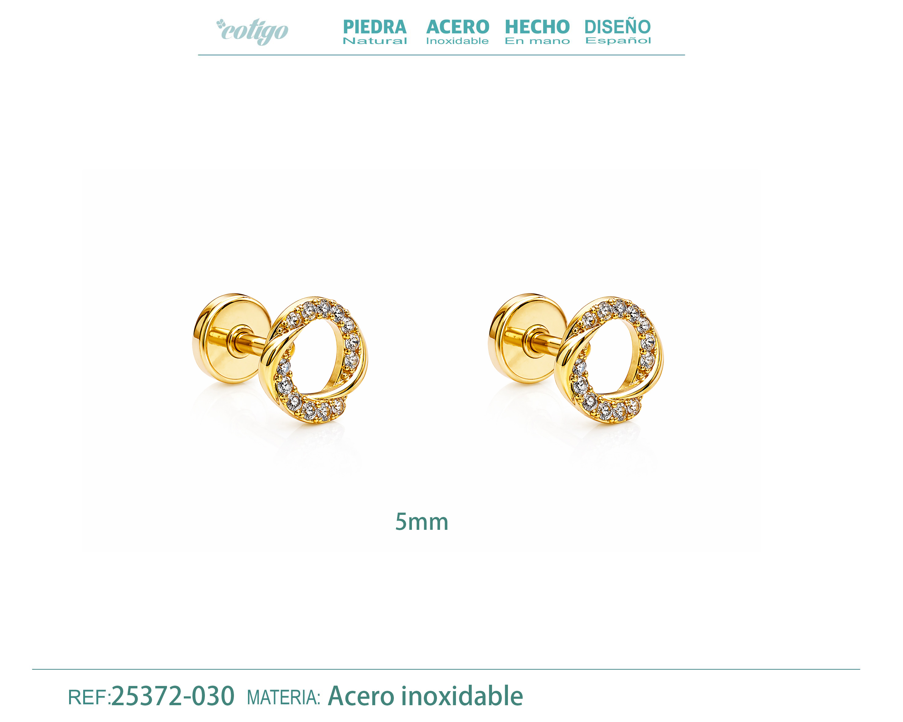 Pendiente-Piercing Bañado Oro 18K y con Circonita