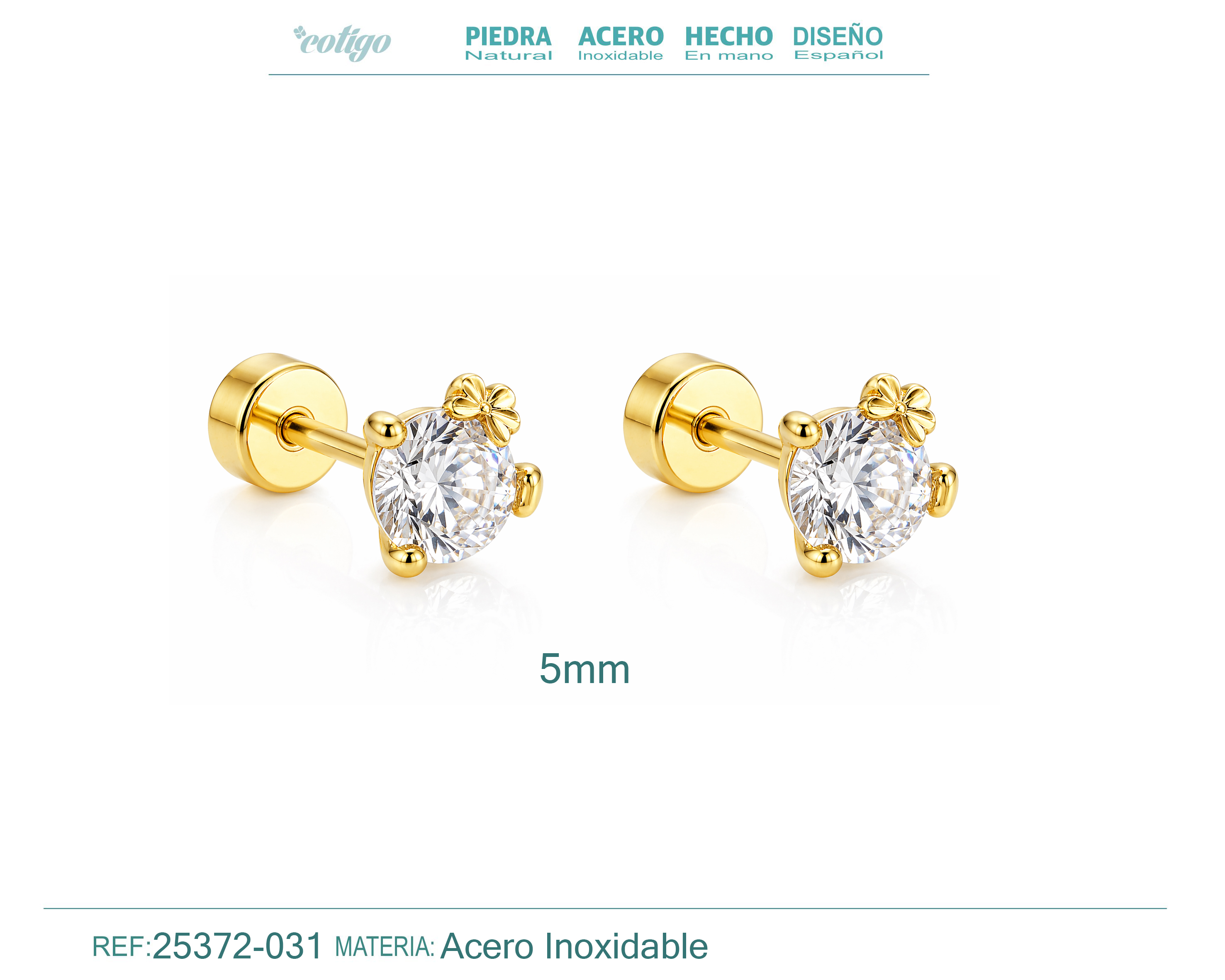 Pendiente-Piercing Bañado Oro 18K y con Circonita