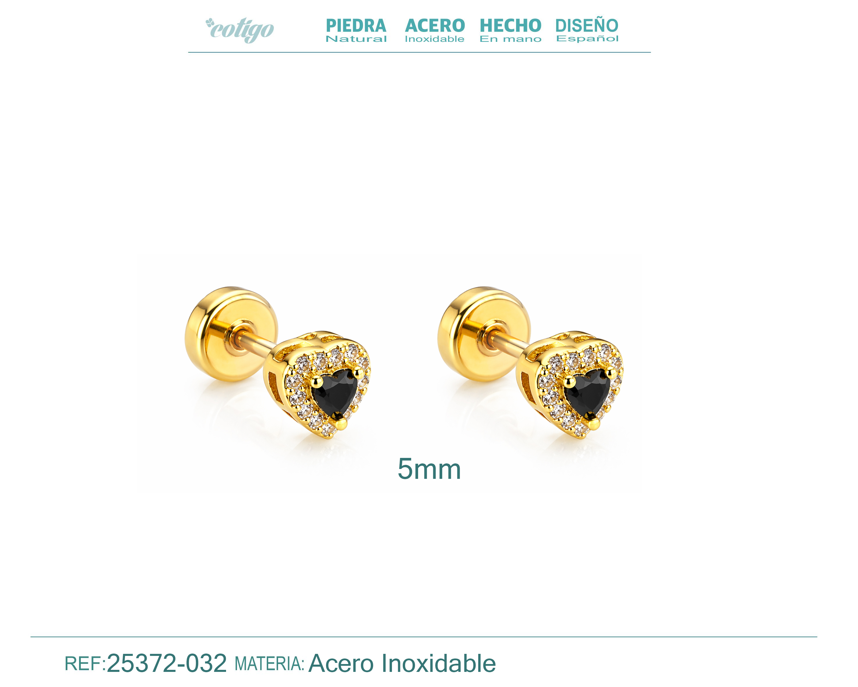Pendiente-Piercing Bañado Oro 18K y con Circonita