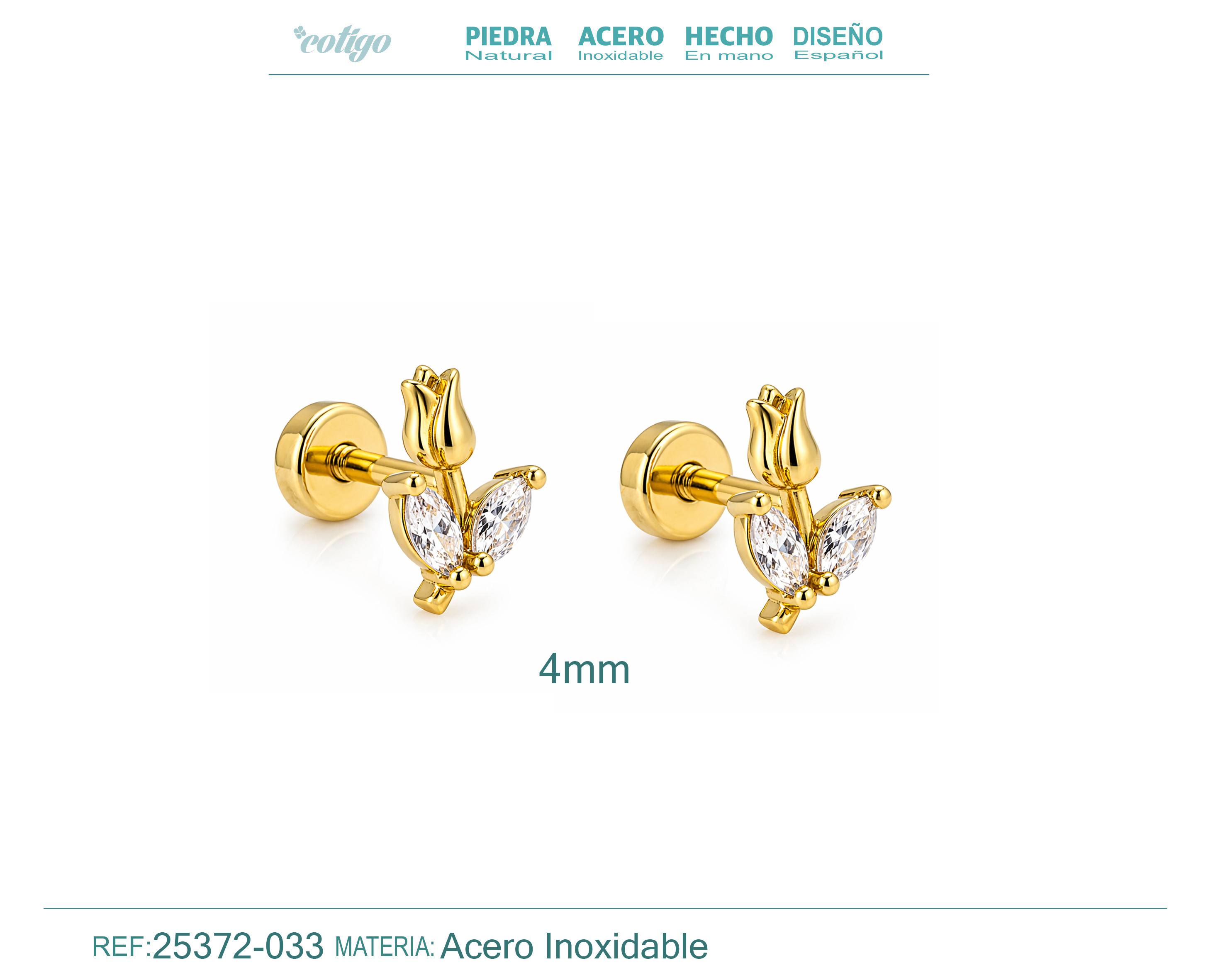 Pendiente-Piercing Bañado Oro 18K y con Circonita