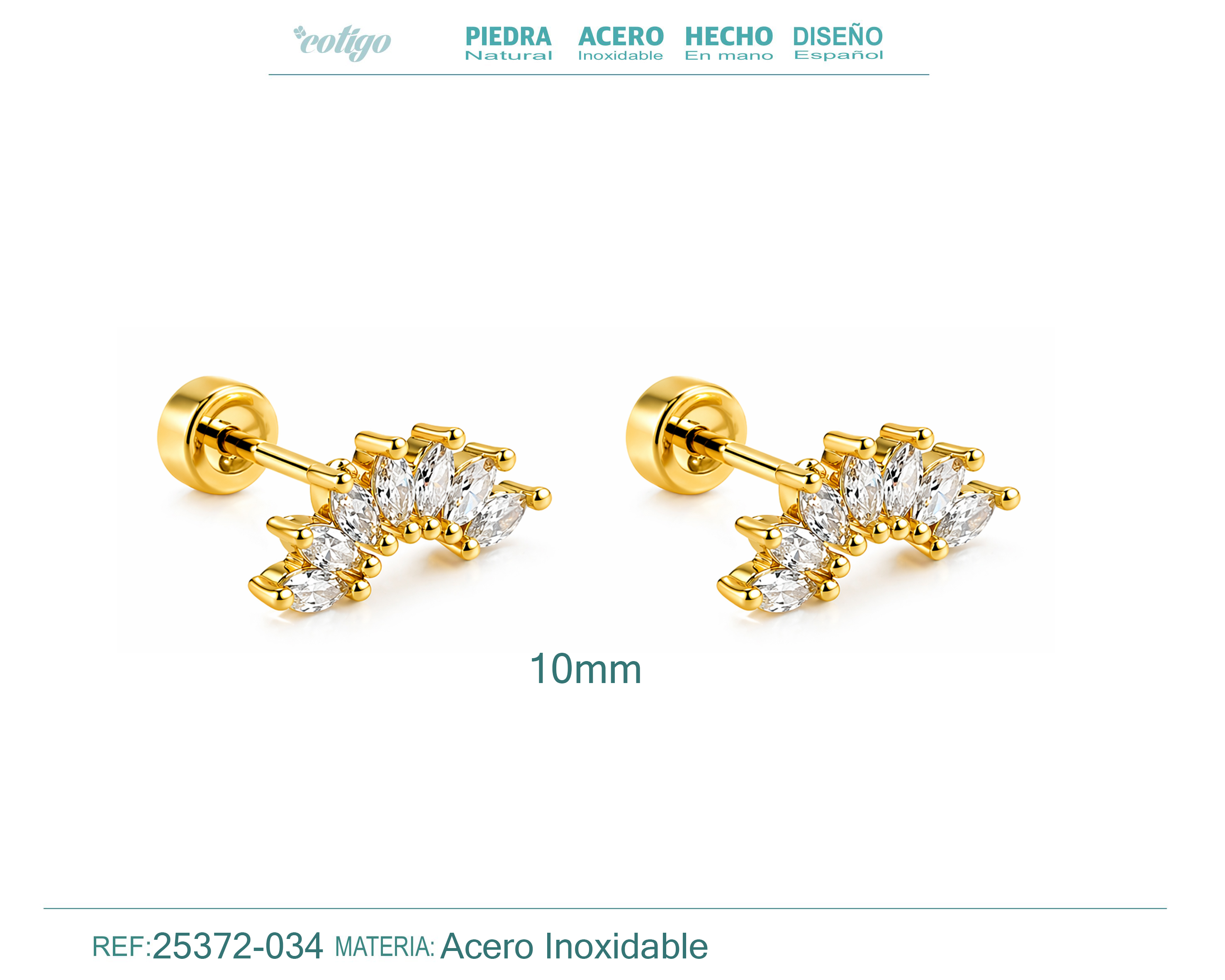 Pendiente-Piercing Bañado Oro 18K y con Circonita