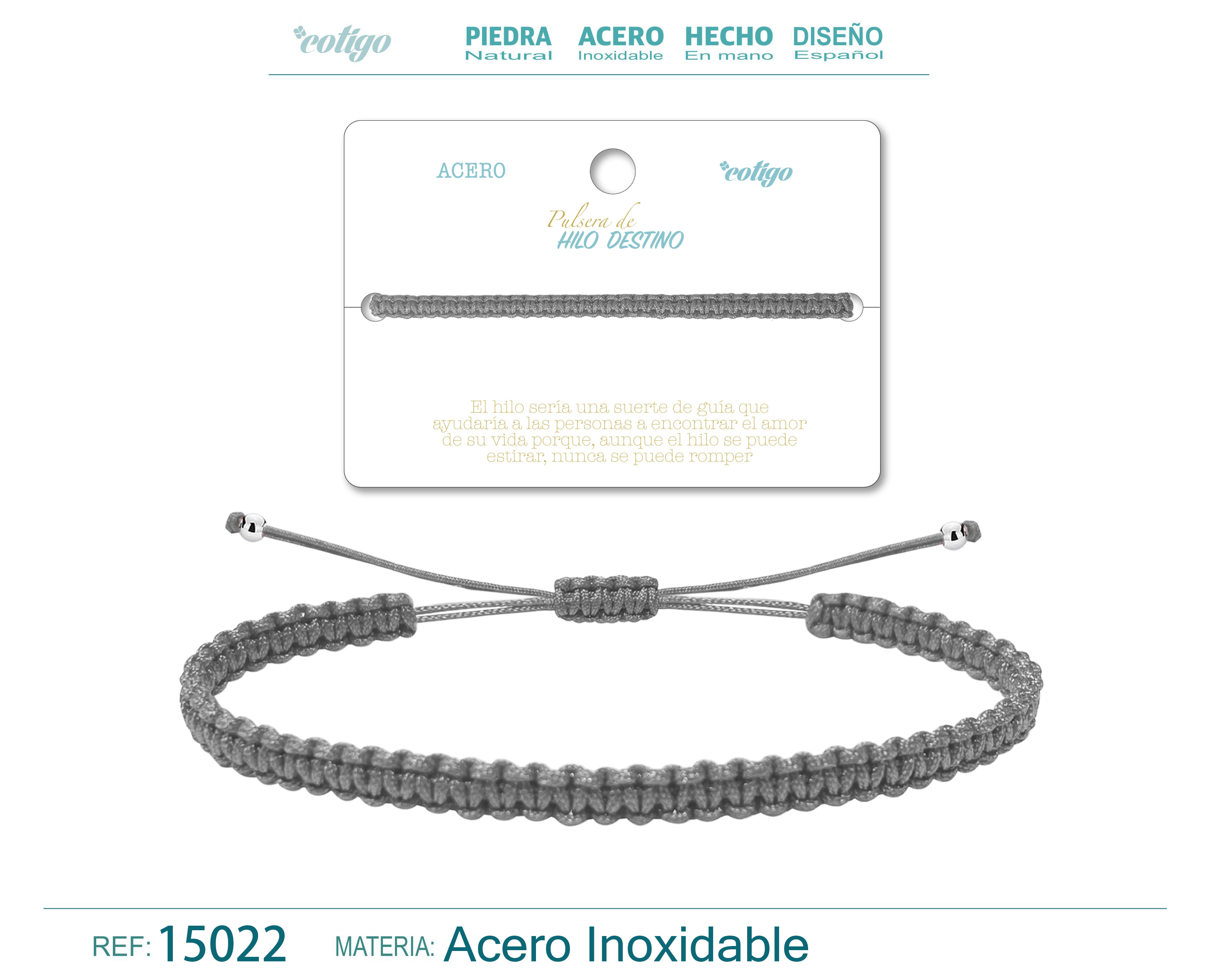 Pulsera Hilo destino color Gris