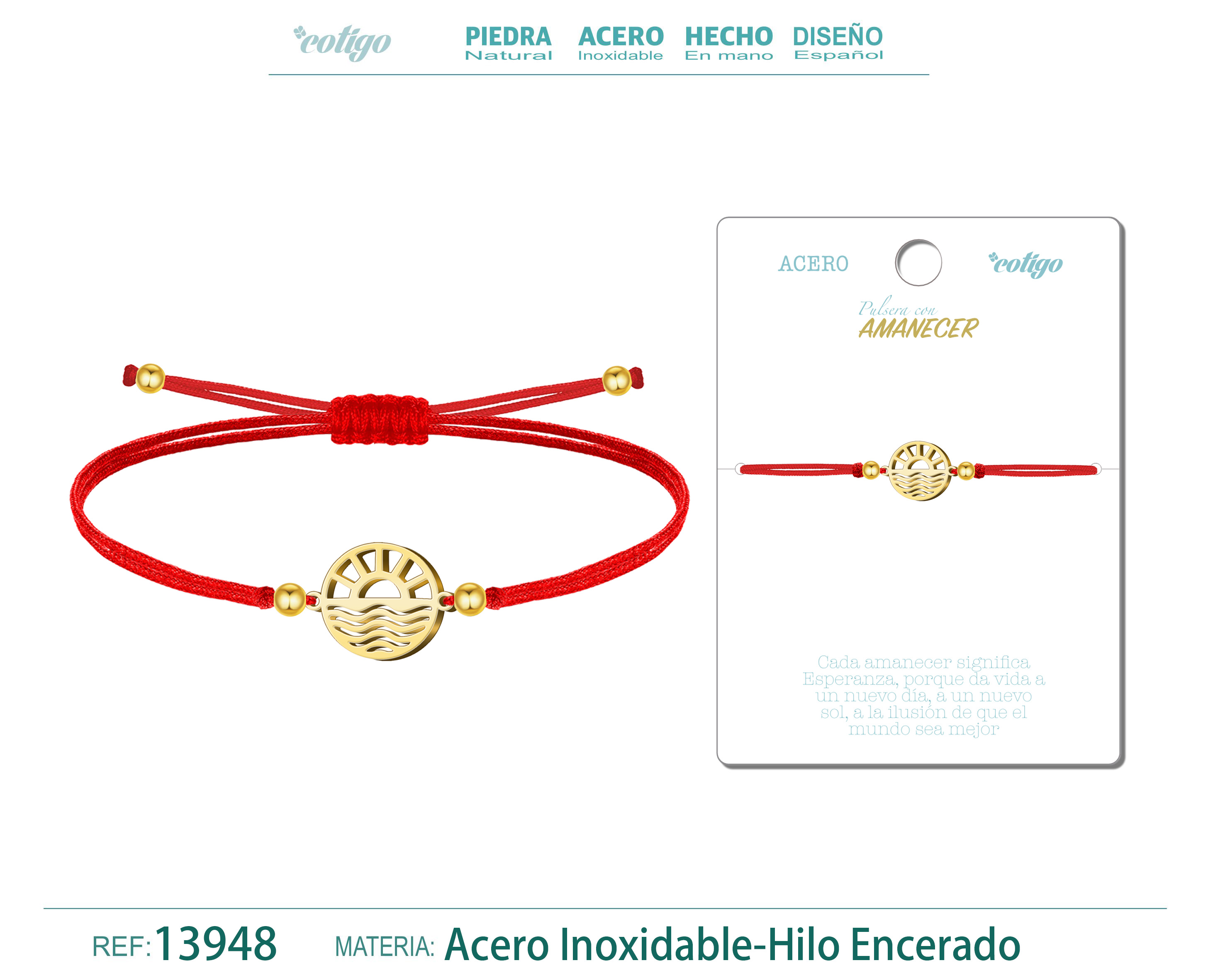 Pulsera Amanecer Dorado de Hilo En.Rojo