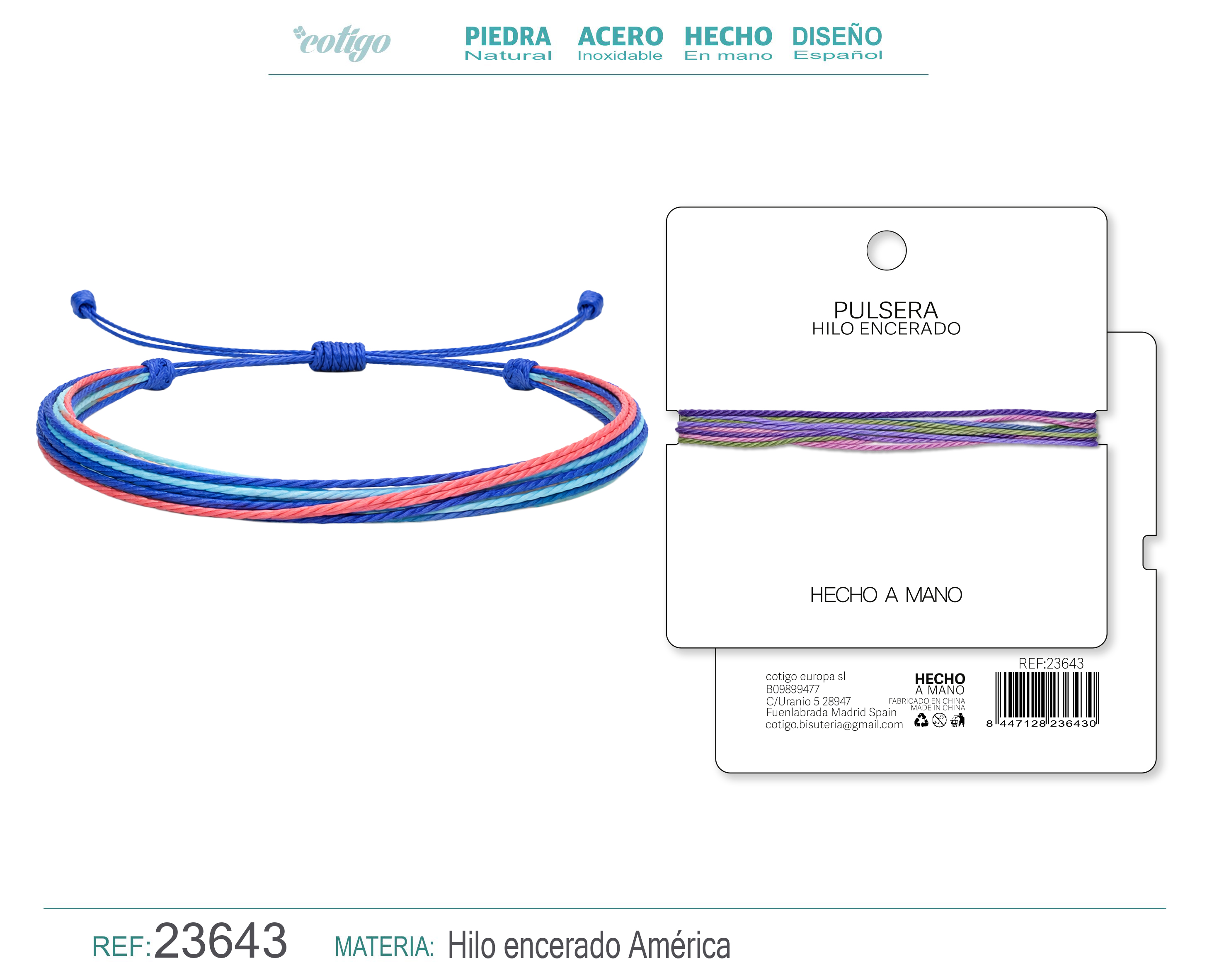 Pulsera Hilo encerado