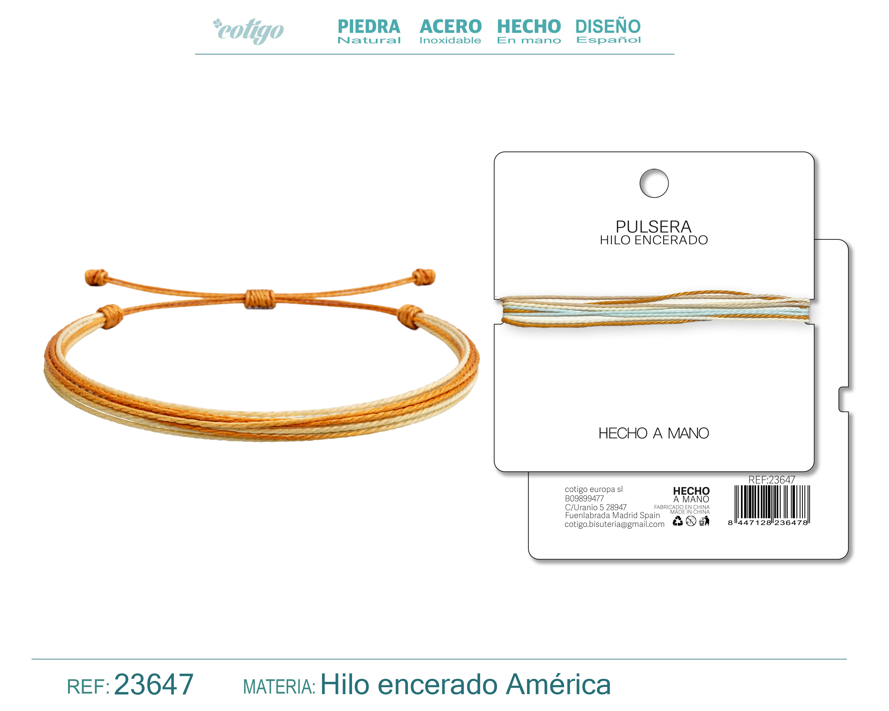 Pulsera Hilo encerado