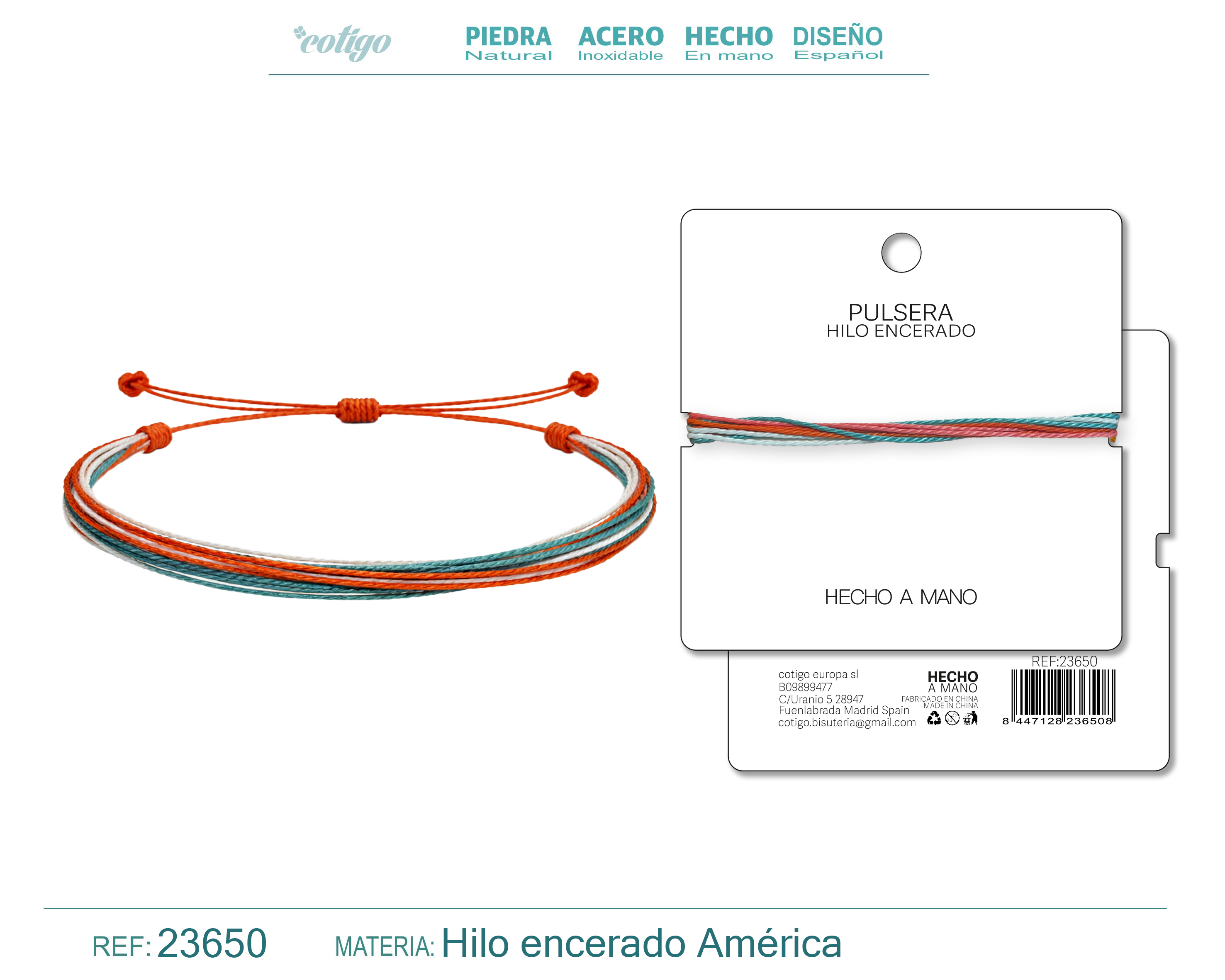 Pulsera Hilo encerado