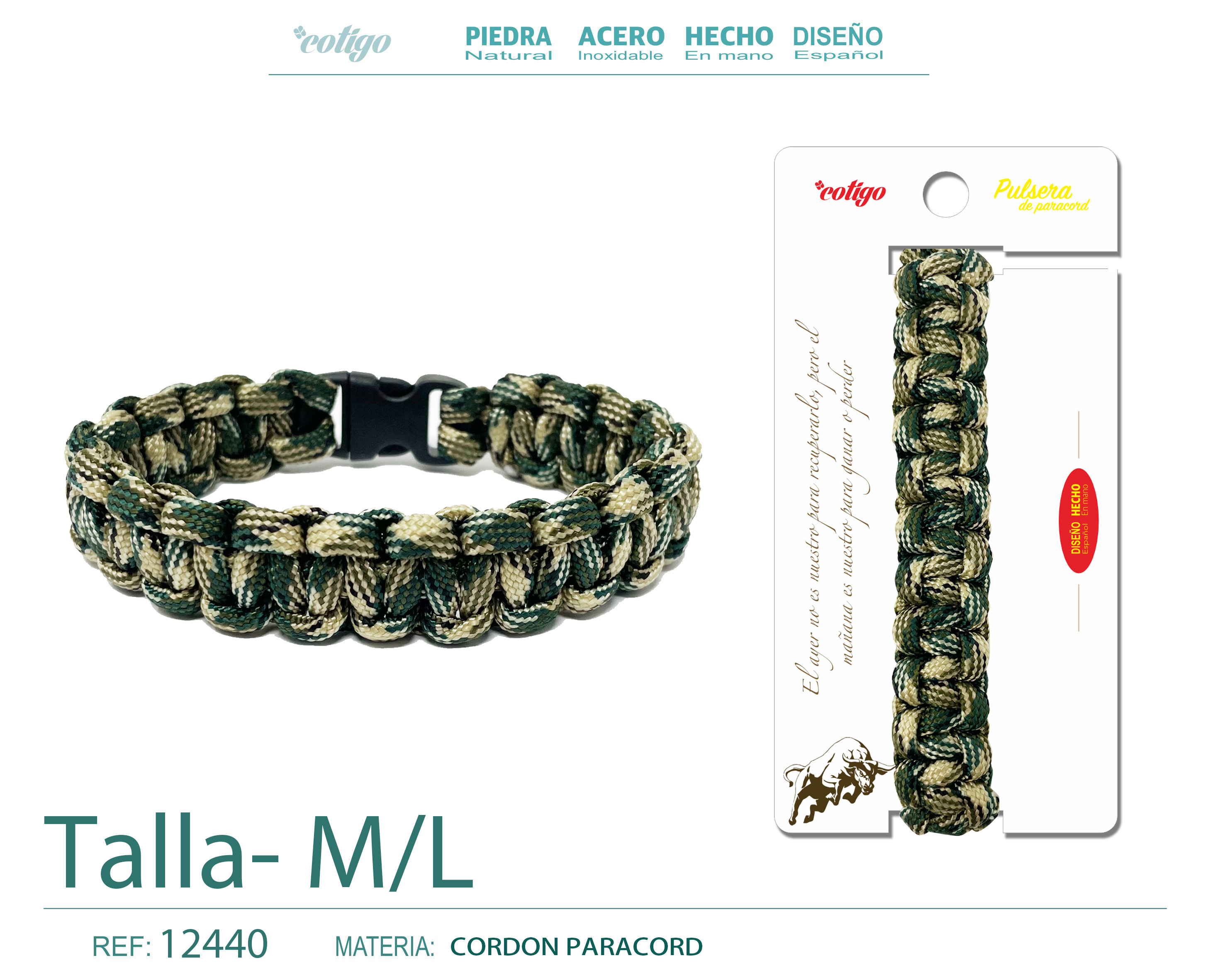 Pulsera Paracord trenzado Talla-M,L