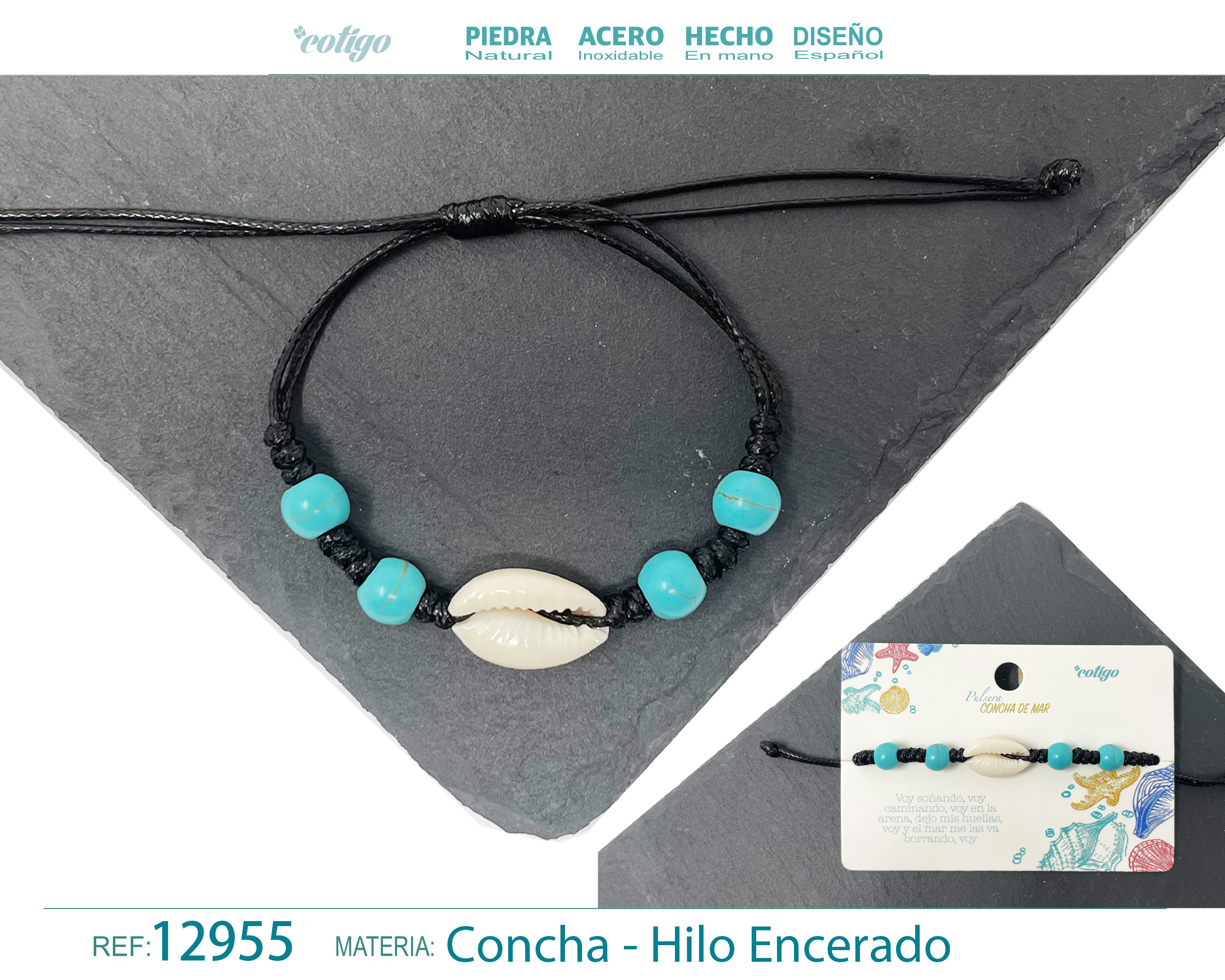 Pulsera Hilo Encerado de concha