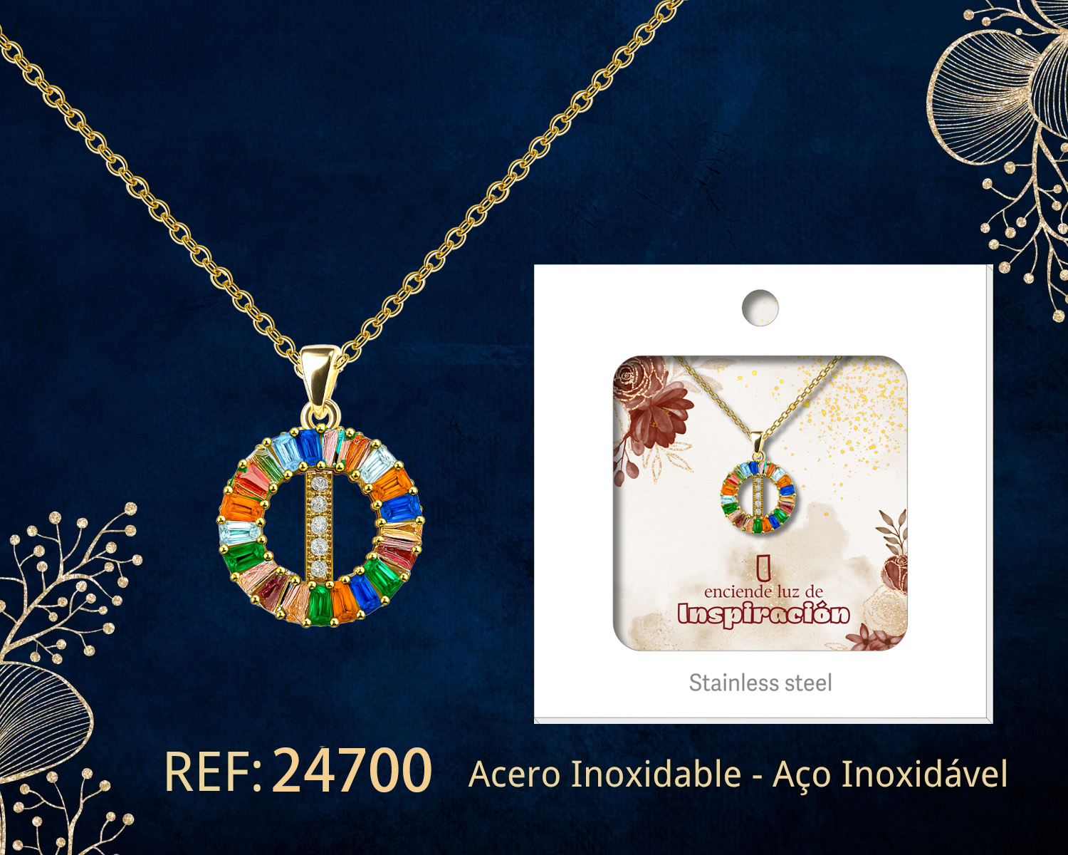 Colgante Letra I Chapado Oro 14K con Circonita